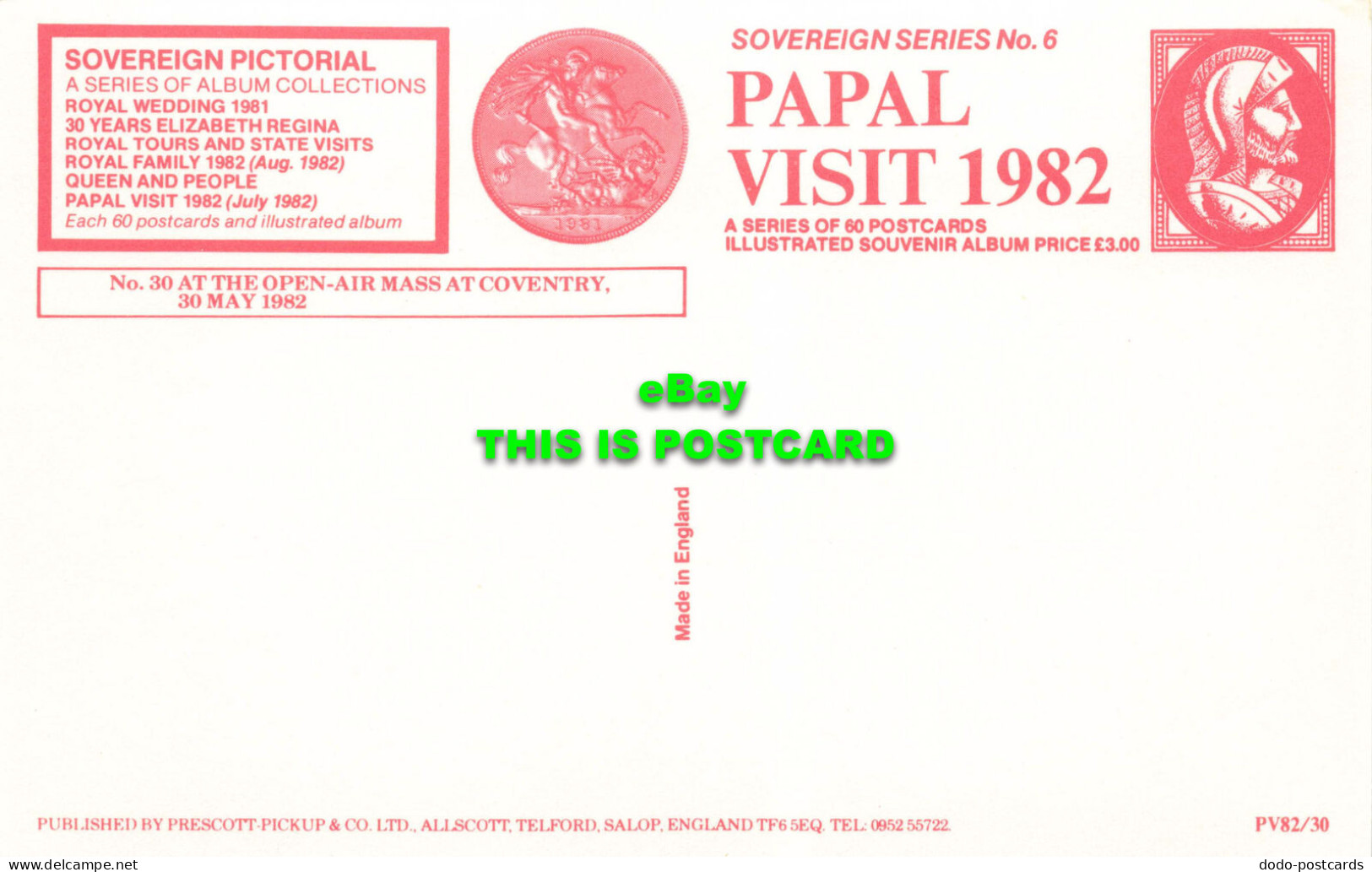 R572005 No. 30. At Open Air Mass At Coventry. 1982. Sovereign Series No. 6. Papa - Monde