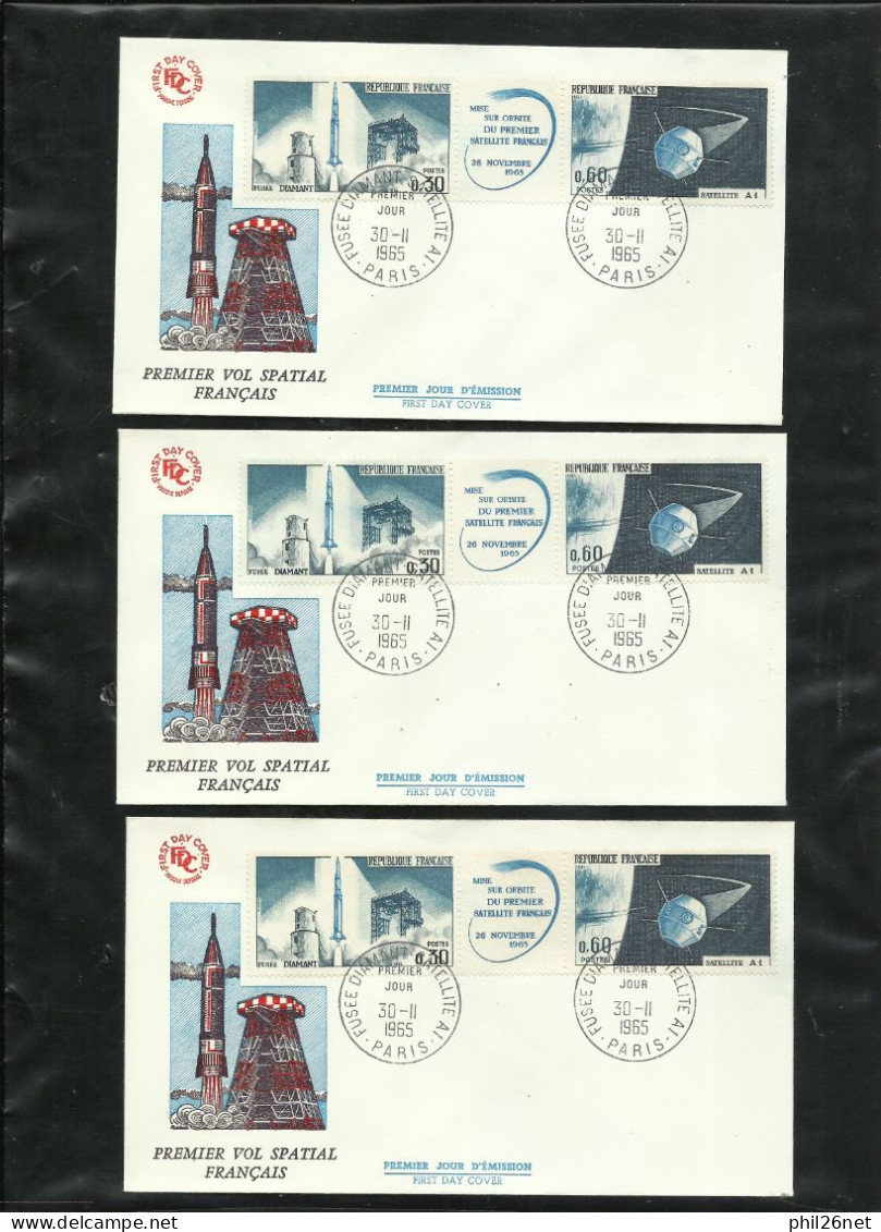 FDC  10 Lettres Premier Jour Illustrées  N° 1465A  Paris 30/11/1965 Fusée Diamant Et Satellite A1  B/TB Voir Scan ! ! ! - 1960-1969