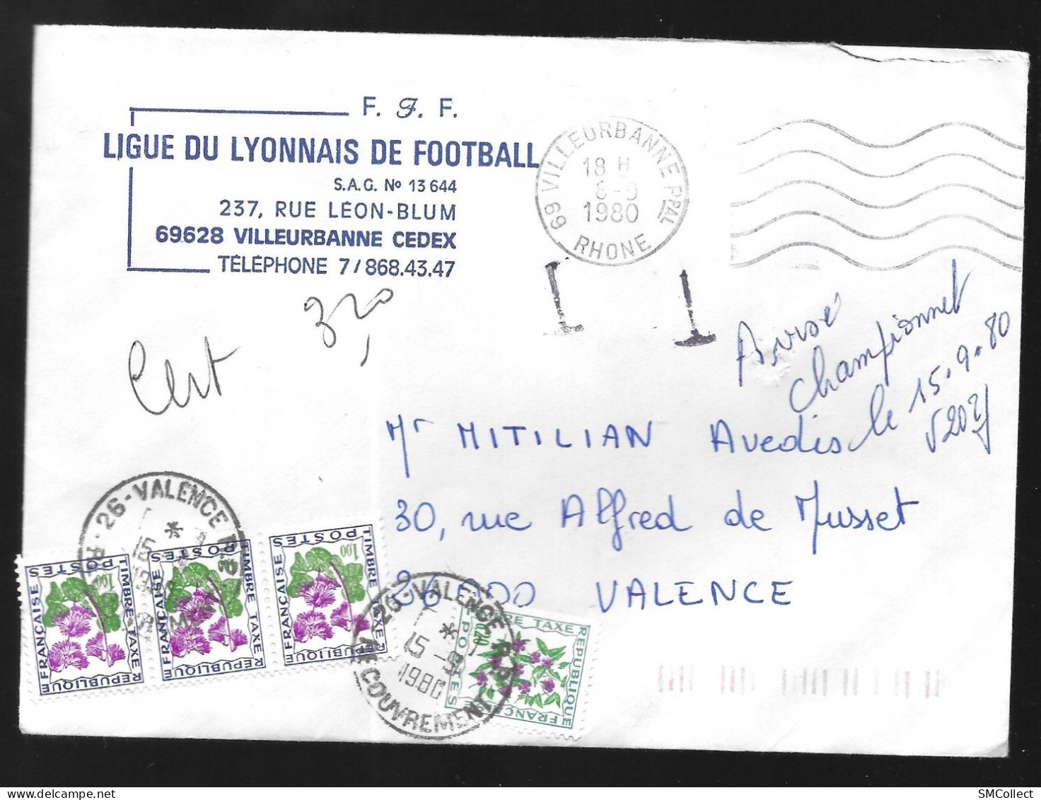 Enveloppe De La Ligue Du Lyonnais Du Football, Non Affranchie Et Taxée - 1961-....