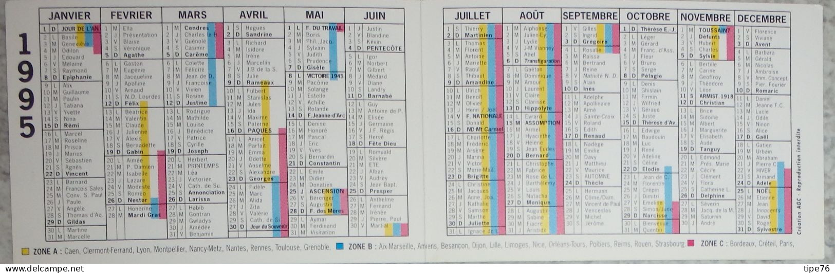 Petit Calendrier Poche 1995 La Poste  Et Vous - Gournay Sur Marne Seine St Denis - Kleinformat : 1991-00