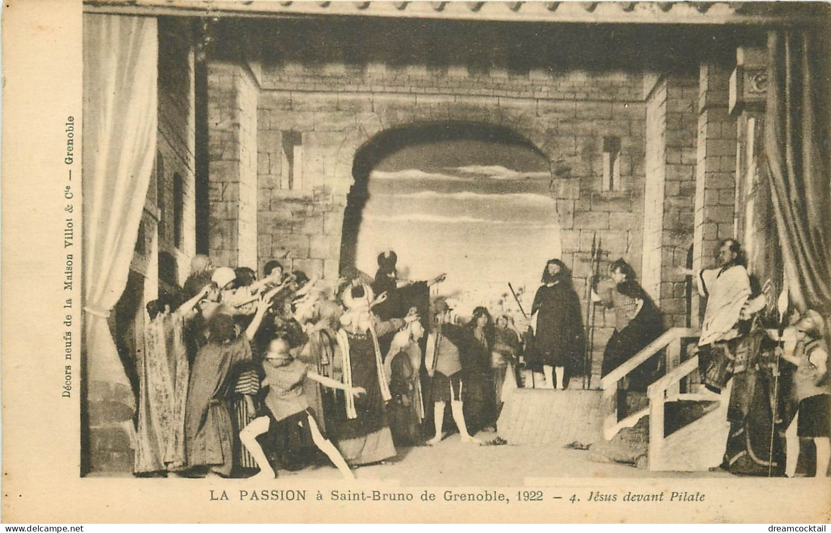 38 GRENOBLE. La Passion à Saint-Bruno 1922 En 5 Tableaux Cpa. Jérusalem, Sanhédrin, Baiser Judas, Jésus Pilate, Golcotha - Grenoble