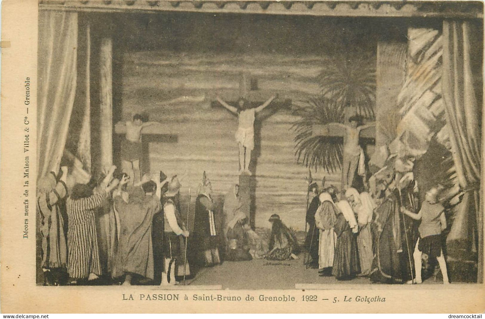 38 GRENOBLE. La Passion à Saint-Bruno 1922 En 5 Tableaux Cpa. Jérusalem, Sanhédrin, Baiser Judas, Jésus Pilate, Golcotha - Grenoble