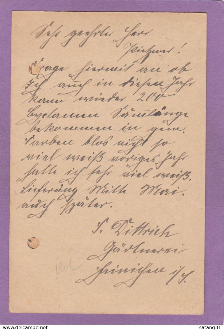 GANZSACHE AUS HAINICHEN MIT NACHGEBÜHR STEMPEL (PORTO 10 PF.) NACH FREIBURG. - Tarjetas