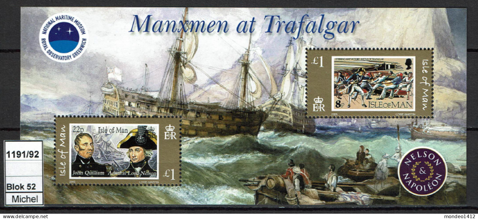 Isle Of Man - 2005 - MNH - History - Manxmen At Trafalgar - Lord Nelson - Man (Eiland)