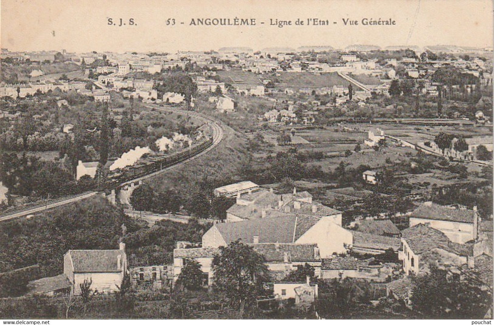 XXX -(16) ANGOULEME -  LIGNE DE L' ETAT - VUE GENERALE  - VOIES FERREES , LOCOMOTIVE VAPEUR - 2 SCANS - Angouleme