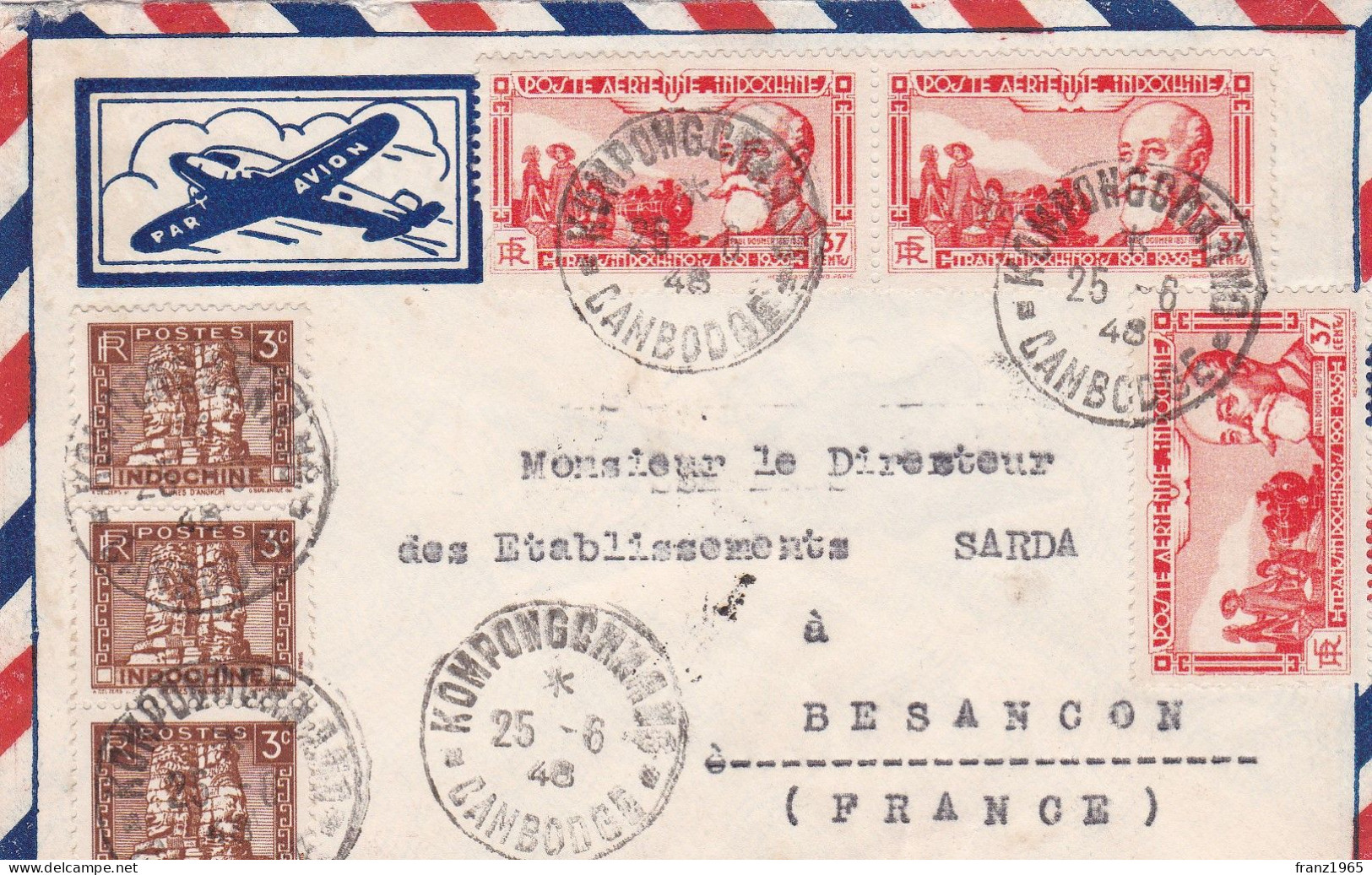 From Indochina To France - 1948 - Storia Postale