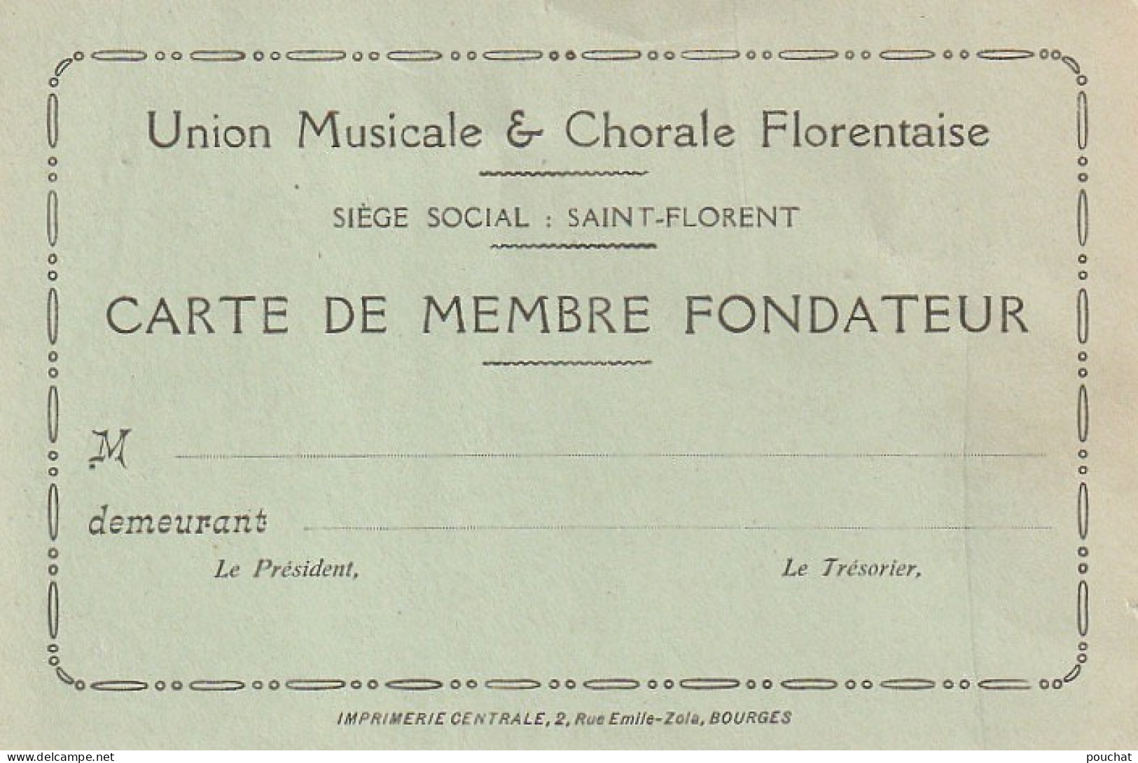 XXX -(18) SAINT FLORENT - LOT CARTE PHOTO UNION MUSICALE ET CHORALE FLORENTAISE , CARTE DE MEMBRE  - 4 SCANS - Saint-Florent-sur-Cher