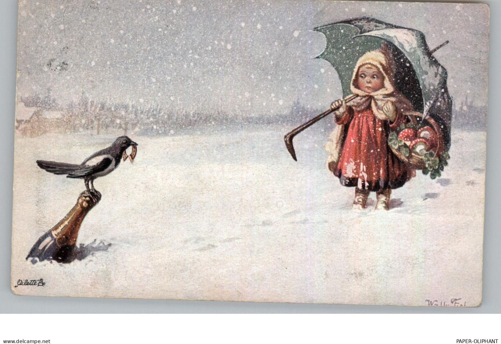 KINDER - "Mercy Winter", Künstler Wally Fialkowska, Tuck - Oilette - Children's Drawings