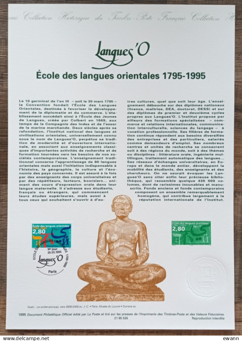 COLLECTION HISTORIQUE DU TIMBRE - YT N°2938 - Ecole Des LANGUES ORIENTALES  - 1995 - 1990-1999
