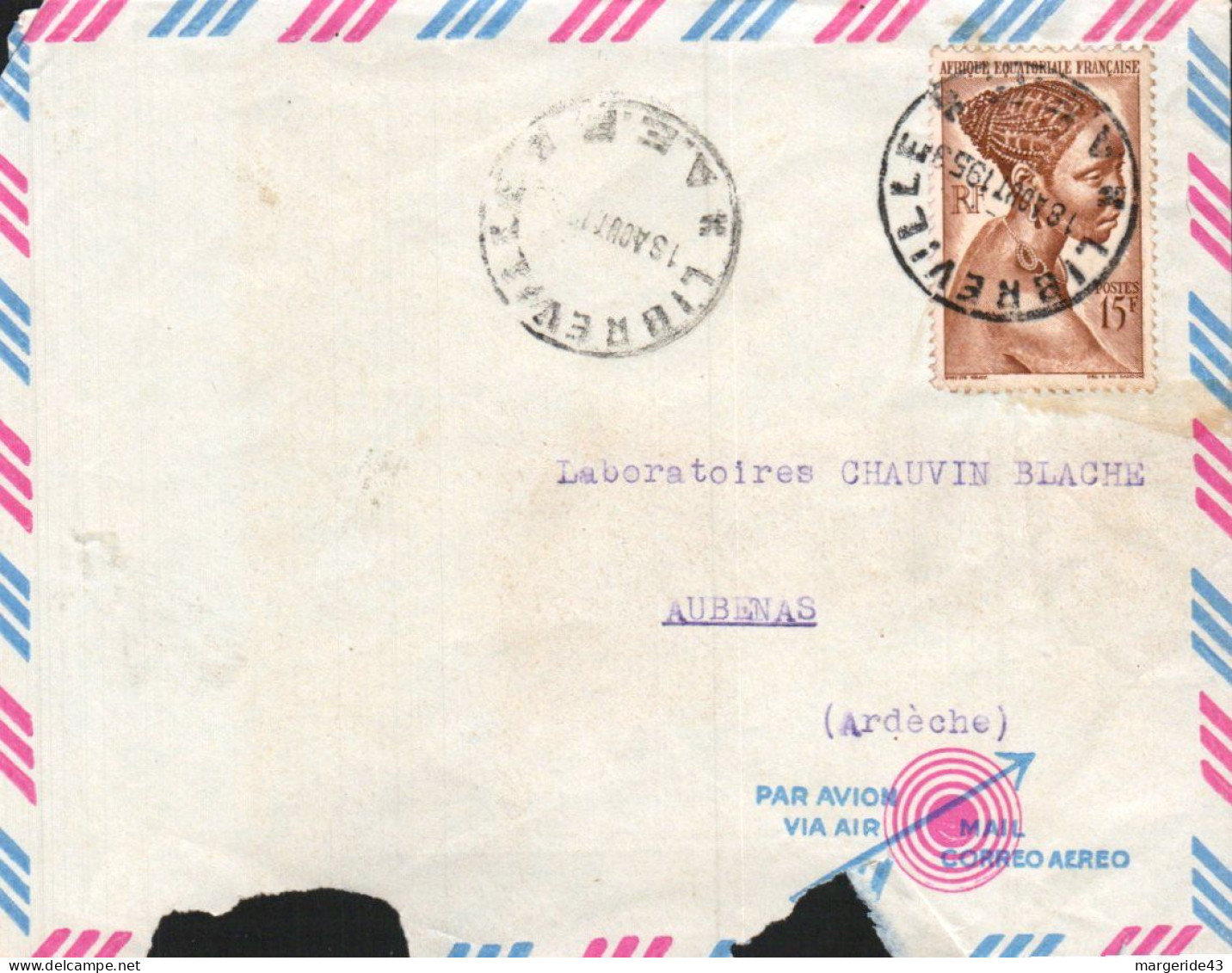 A E F SEUL SUR LETTRE POUR LA FRANCE 1938 - Briefe U. Dokumente