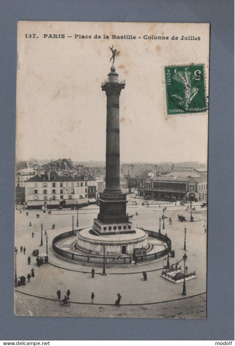 CPA - 75 - Paris - Place De La Bastille - Colonne De Juillet - Circulée En 1912 - Squares