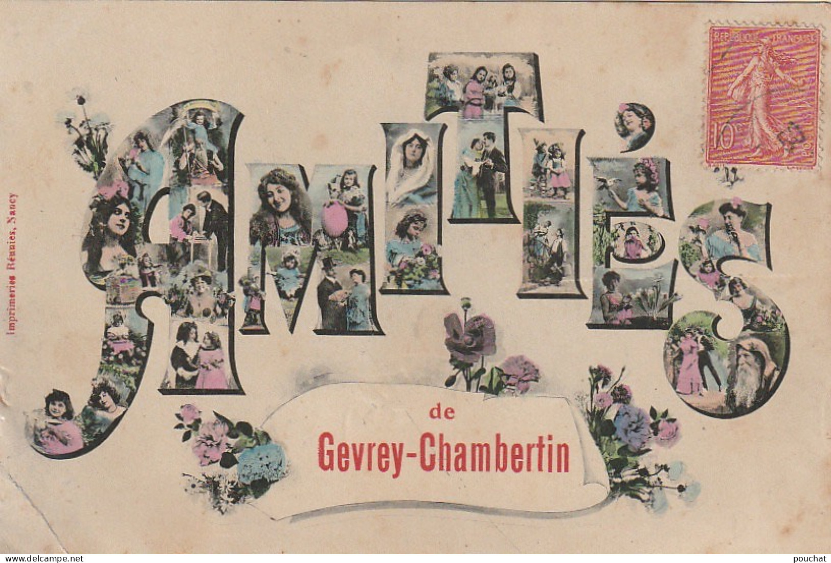 XXX -(21) AMITIES DE GEVREY CHAMBERTIN - CARTE FANTAISIE - LETTRES MULTIVUES COULEURS  - 2 SCANS - Gevrey Chambertin