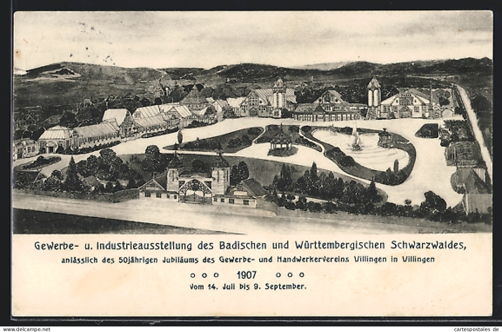 AK Villingen / Baden, Gewerbe- U. Industrieausstellung Des Badischen Und Württembergischen Schwarzwaldes 1907  - Exposiciones