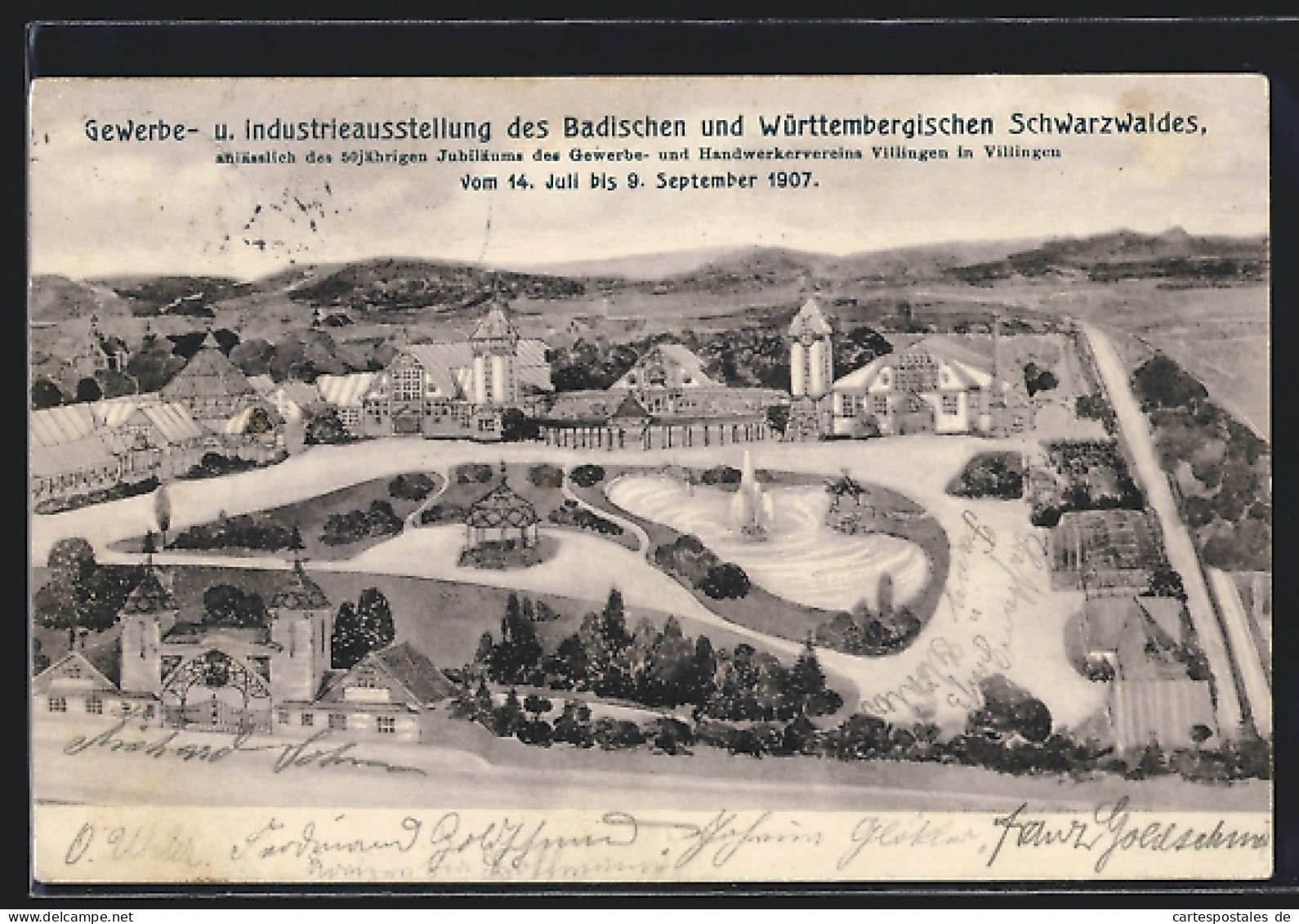 AK Villingen / Baden, Gewerbe- U. Industrieausstellung Des Badischen Und Württembergischen Schwarzwaldes 1907  - Tentoonstellingen