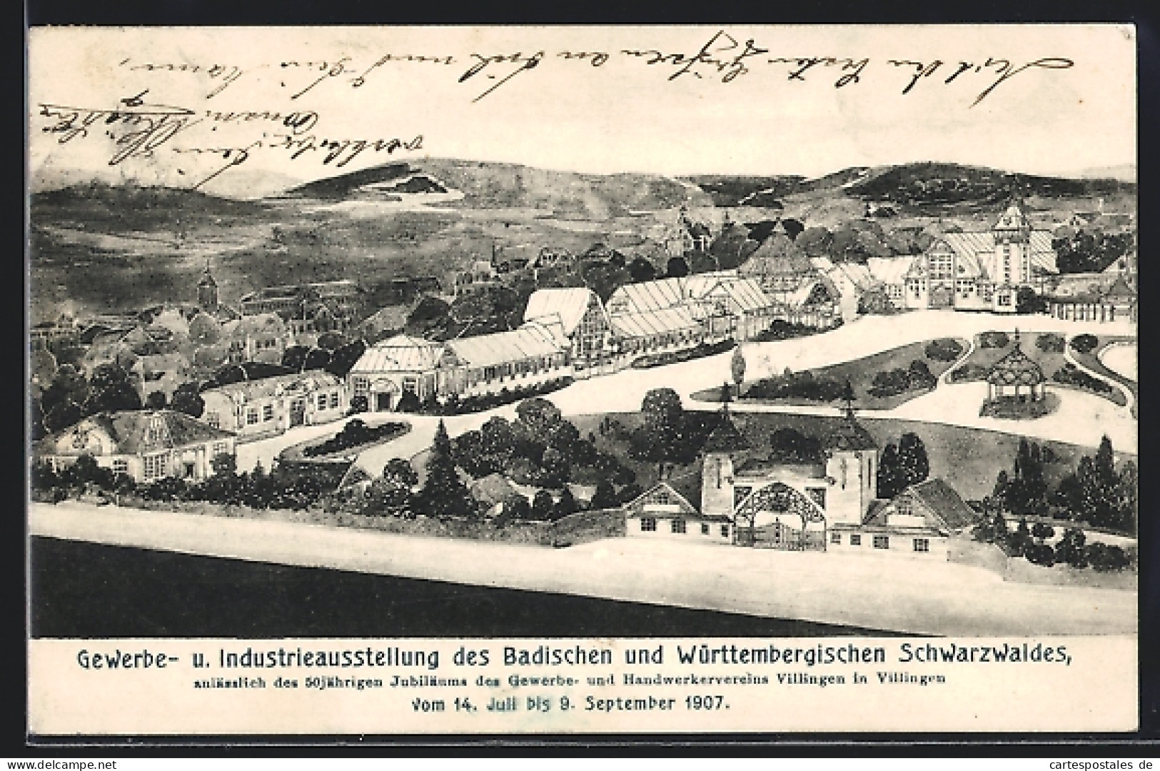 AK Villingen / Baden, Gewerbe- & Industrieausstellung D. Badischen & Württembergischen Schwarzwaldes 1907  - Tentoonstellingen