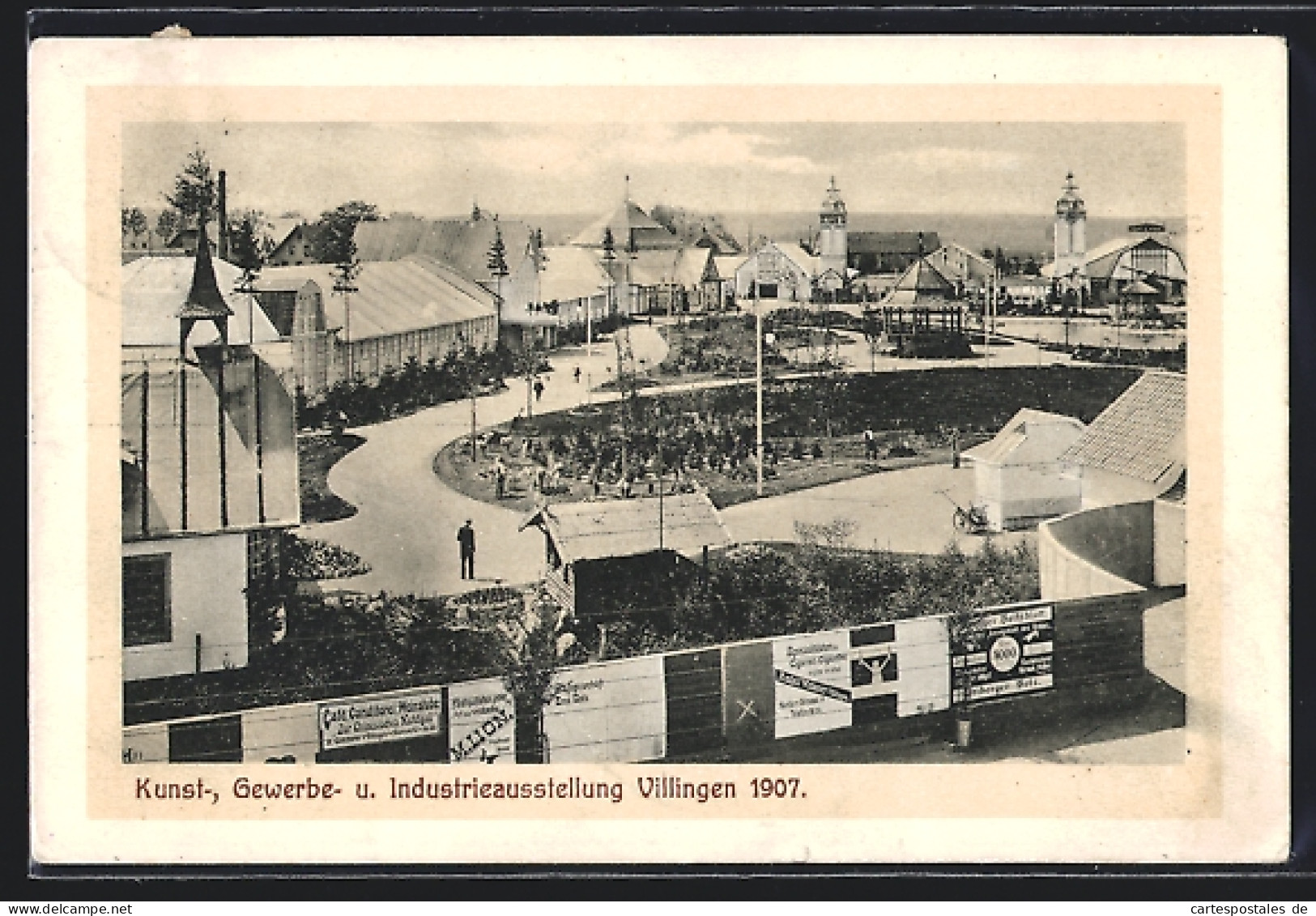 AK Villingen, Kunst-, Gewerbe- U. Industrie-Ausstellung 1907, Ausstellungsgelände Aus Der Vogelschau  - Tentoonstellingen