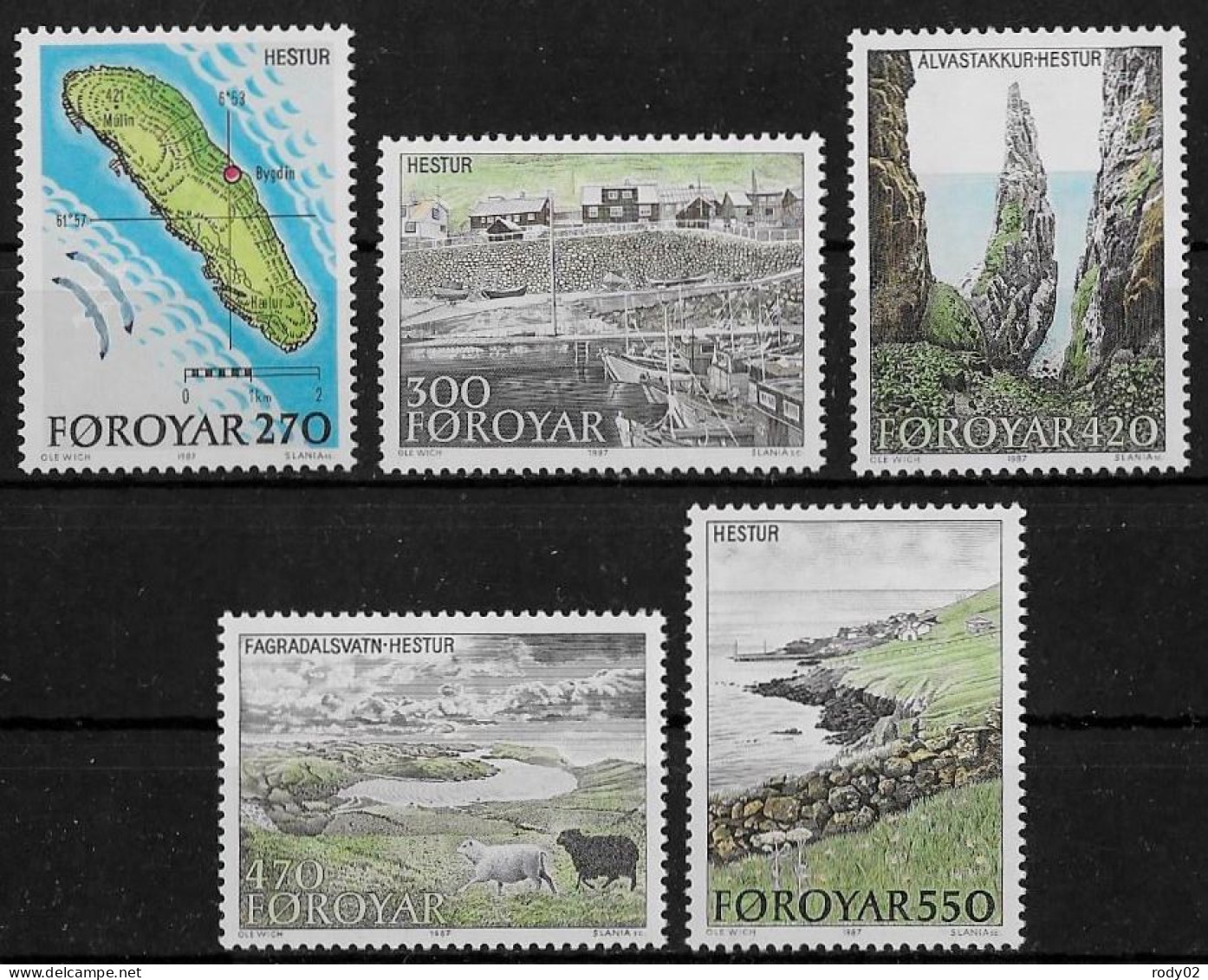 FEROE - TOURISME - L'ILE HESTUR - N° 148 A 152 - NEUF** MNH - Faroe Islands