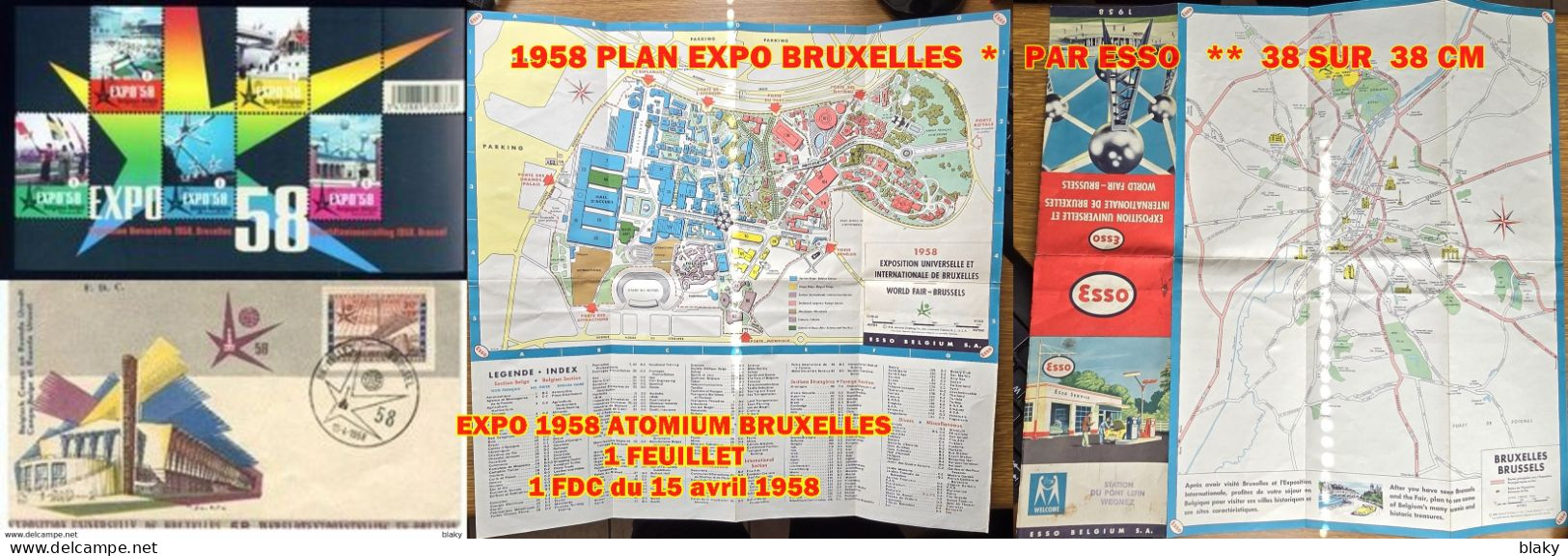 EXPO 1958   ATOMIUM BRUXELLES  Fdc Du 15 Avril 1958 - PLUS  PLAN EXPO ESSO - 1951-1960