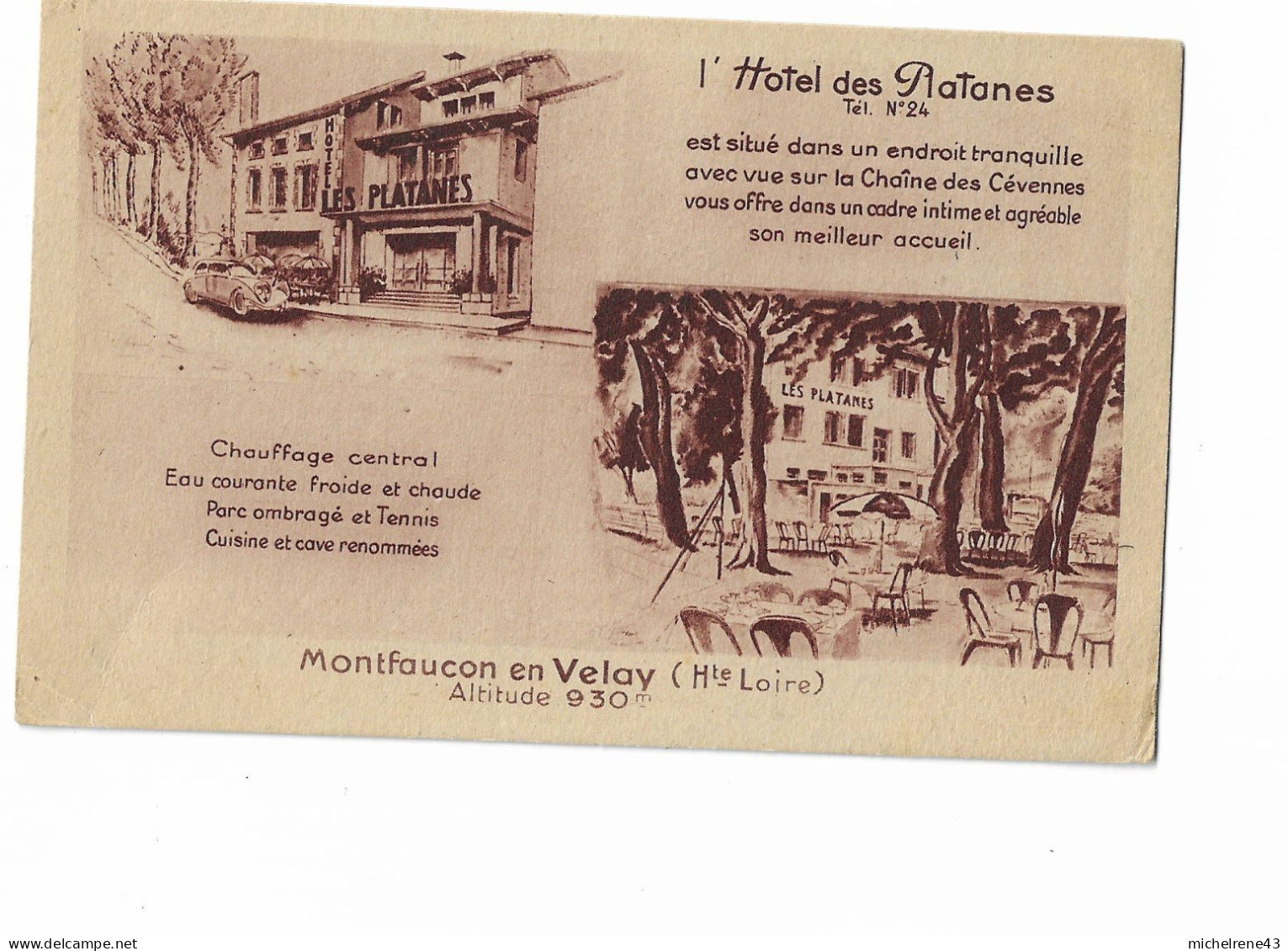 Montfaucon En VELAY - Hotel Des Platanes - Montfaucon En Velay