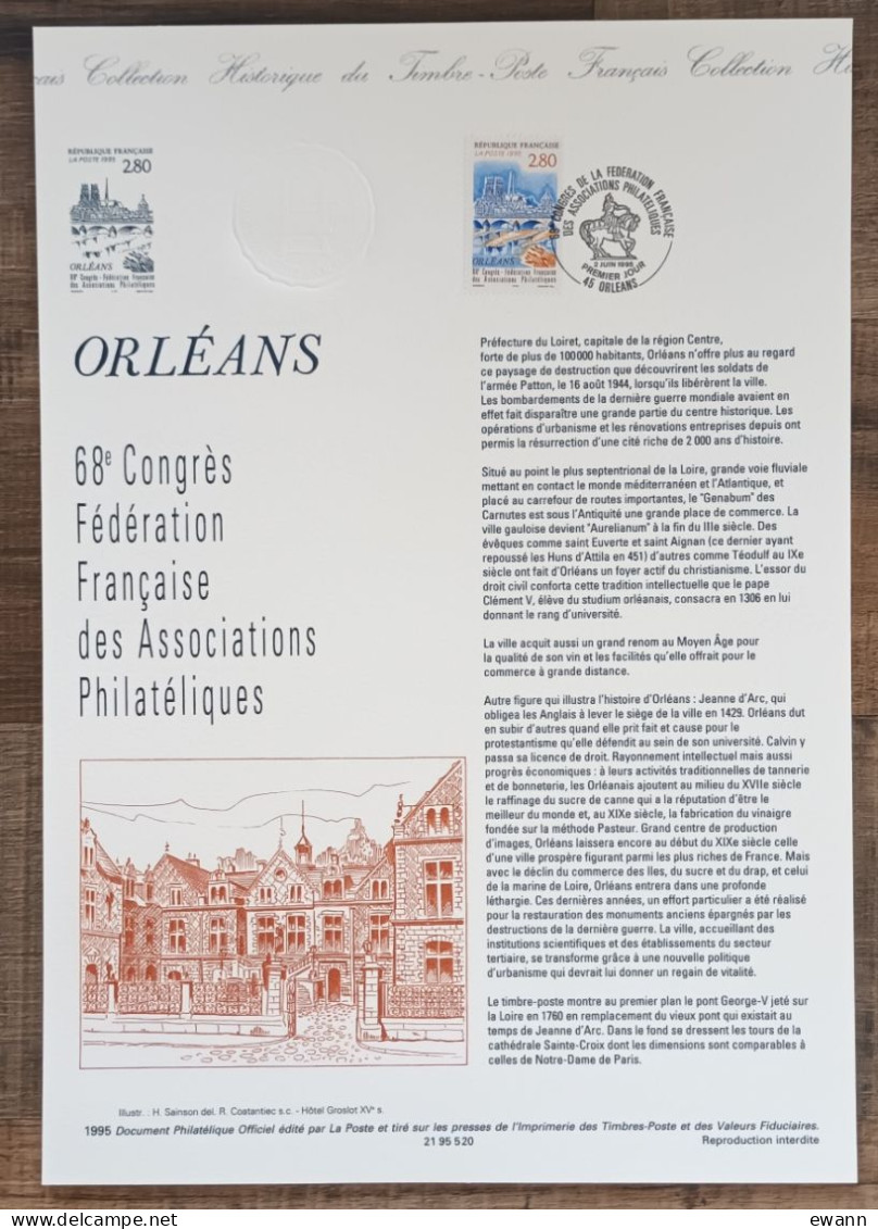 COLLECTION HISTORIQUE DU TIMBRE - YT N°2953 - Sociétés Philatéliques / Orléans - 1995 - 1990-1999