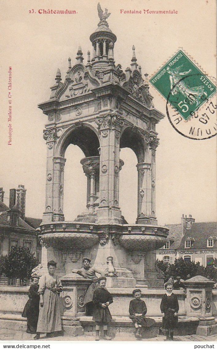 XXX -(28) CHATEAUDUN - FONTAINE MONUMENTALE - ANIMATION - ENFANTS - 2 SCANS - Chateaudun