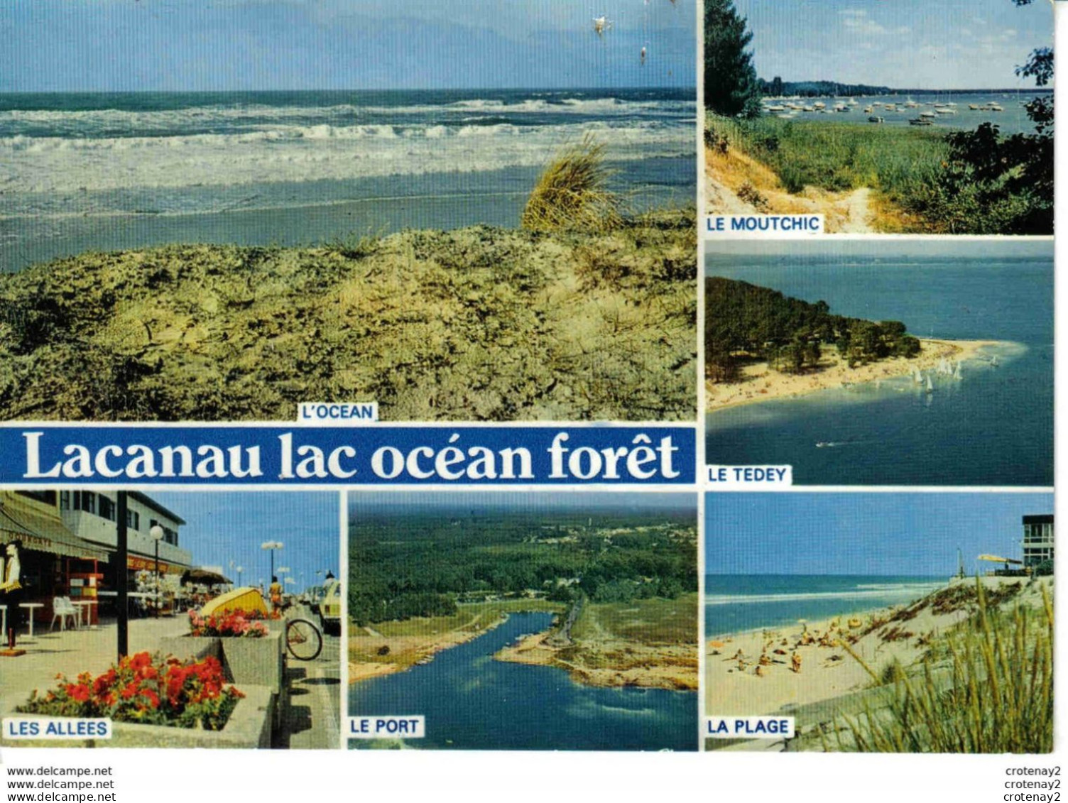 33 LACANAU Vers Carcan Multivues Lac Océan Forêt Le Moutchic Le Tedey Plage Port Allées Le Coungate VOIR DOS - Carcans