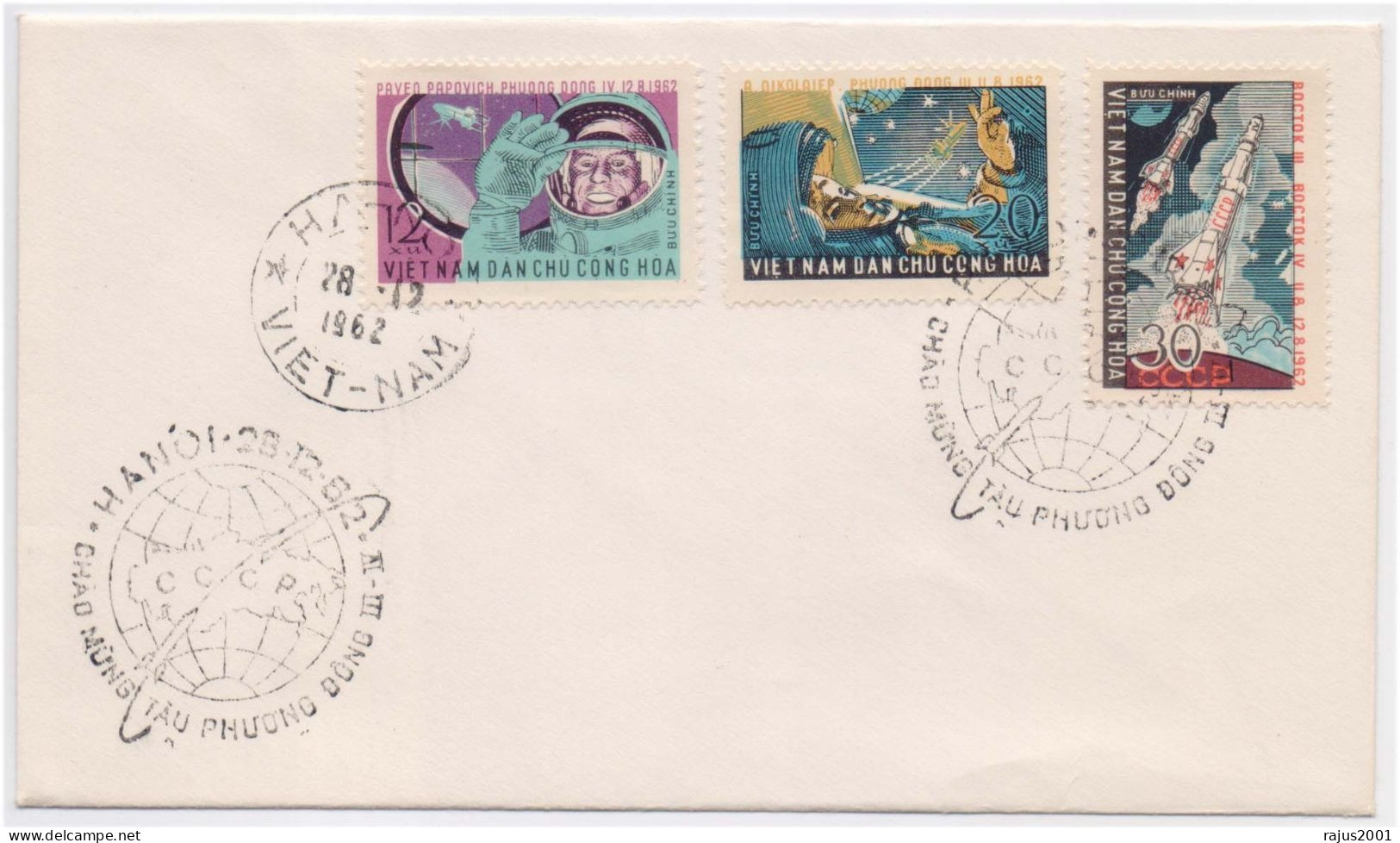 Manned Space Flight, Soviet Cosmonaut, Mission Vostok 3/4, Rocket, Space Exploration, Astronaut, Astronomy Vietnam FDC - Astronomia