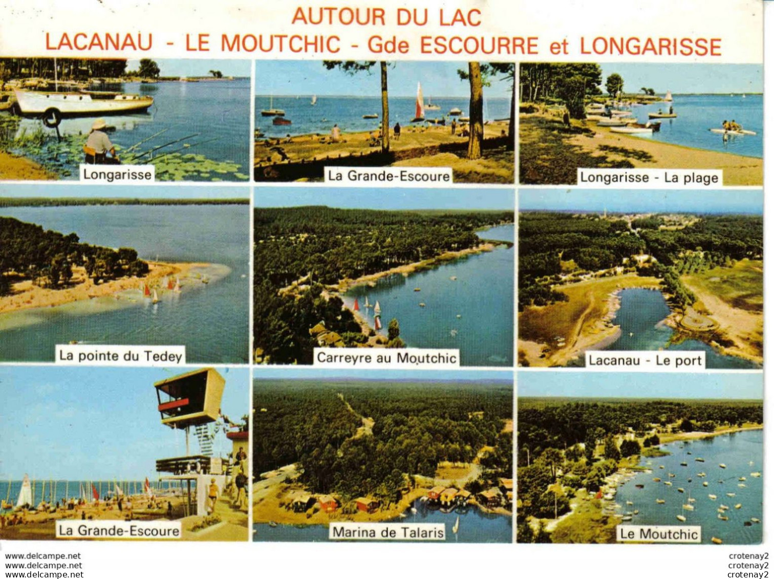 33 LACANAU Vers Carcans Multivues Autour Du Lac Le Moutchic Le Tedey Longarisse Grande Escoure Carreyre VOIR DOS - Carcans