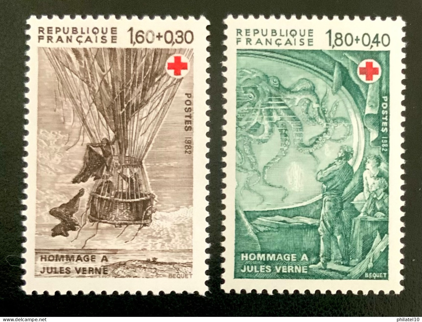 1982 FRANCE N 2247 / 2248 - CROIX ROUGE HOMMAGE À JULES VERNE - NEUF** - Unused Stamps