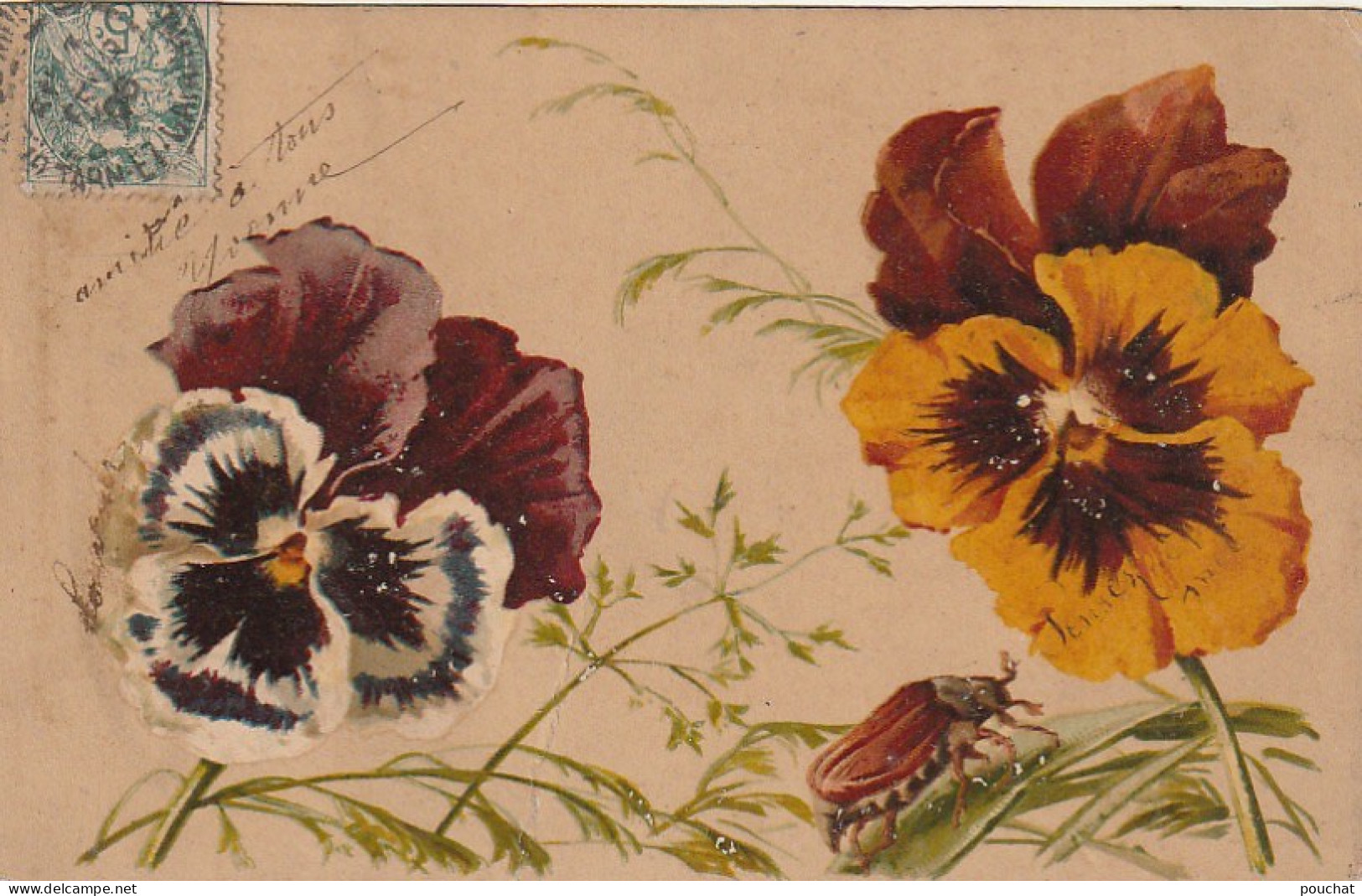 XXX - FLEURS , PENSEES ET HANNETON - ILLUSTRATEUR  - 2 SCANS - 1900-1949