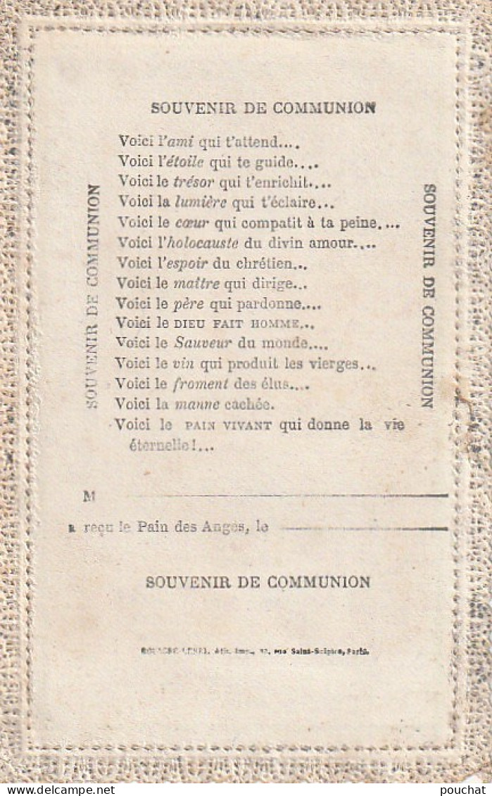 XXX  - SOUVENIR DE COMMUNION - CANIVET - IMP. EDIT. BOUASSEL LEBEL , PARIS - 2 SCANS - Devotieprenten