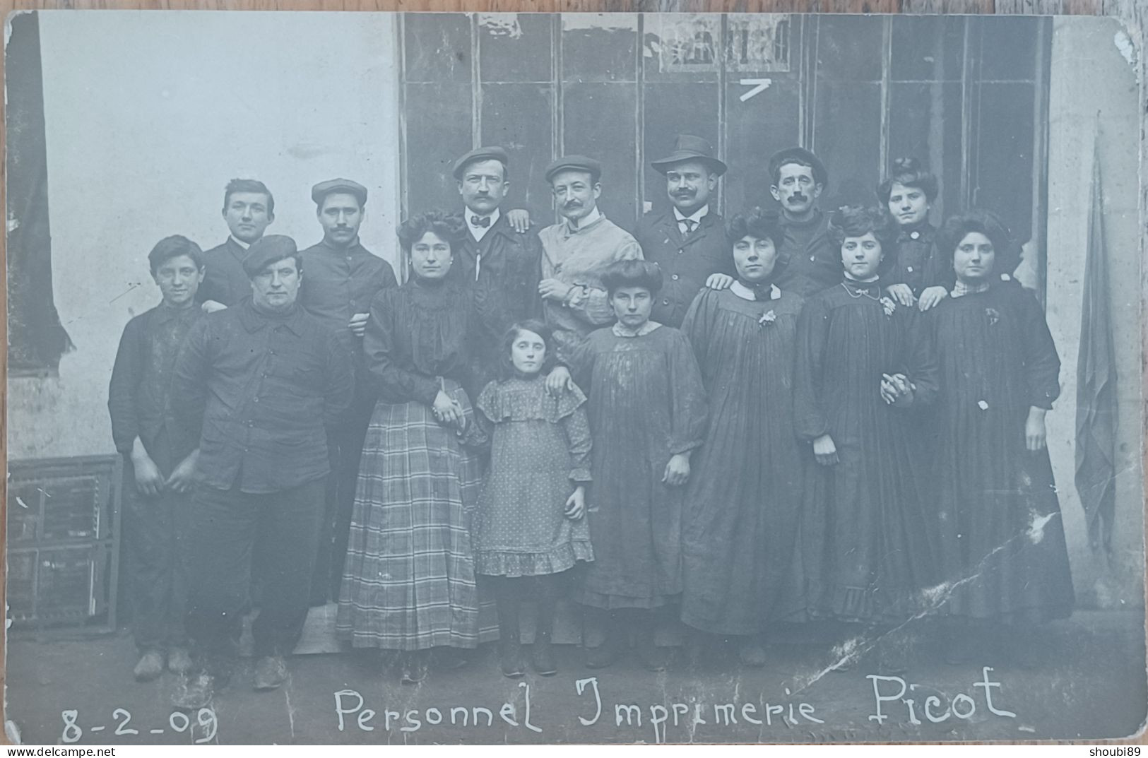 PERSONNEL IMPRIMERIE PICOT 1909 MAGASIN DEVANTURE CARTE PHOTO - Foto