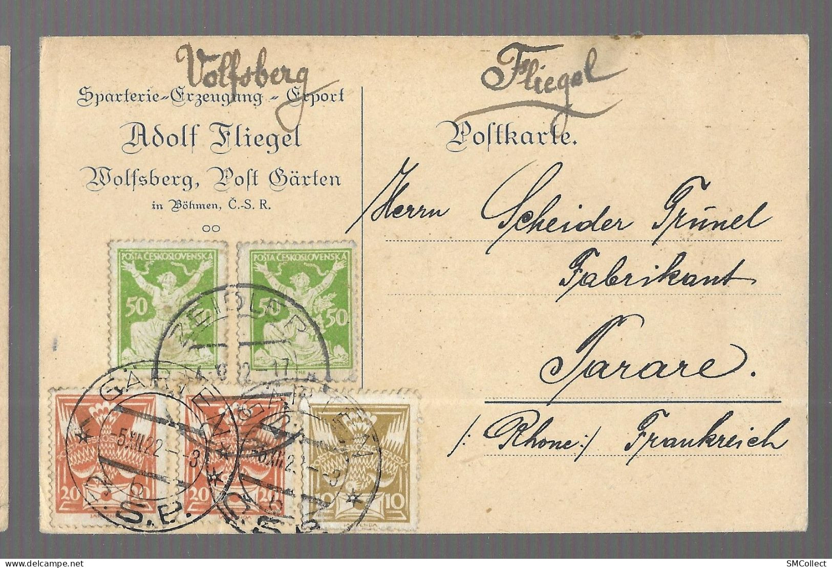 Carte Postale Commerciale à En-tête Adolf Fliegel, Wolfsberg (in Böhmen) - (13664) - Covers & Documents