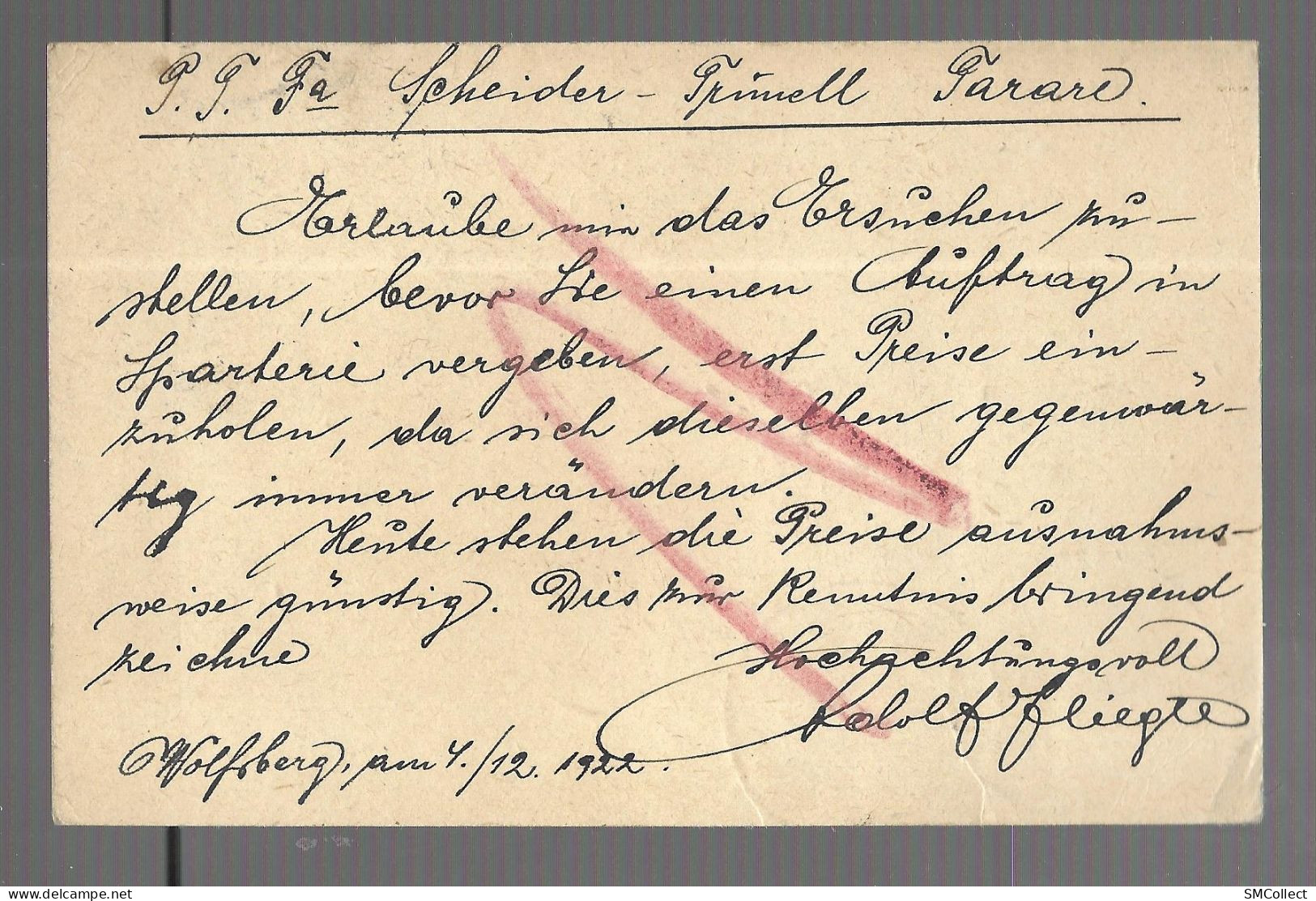 Carte Postale Commerciale à En-tête Adolf Fliegel, Wolfsberg (in Böhmen) - (13664) - Covers & Documents