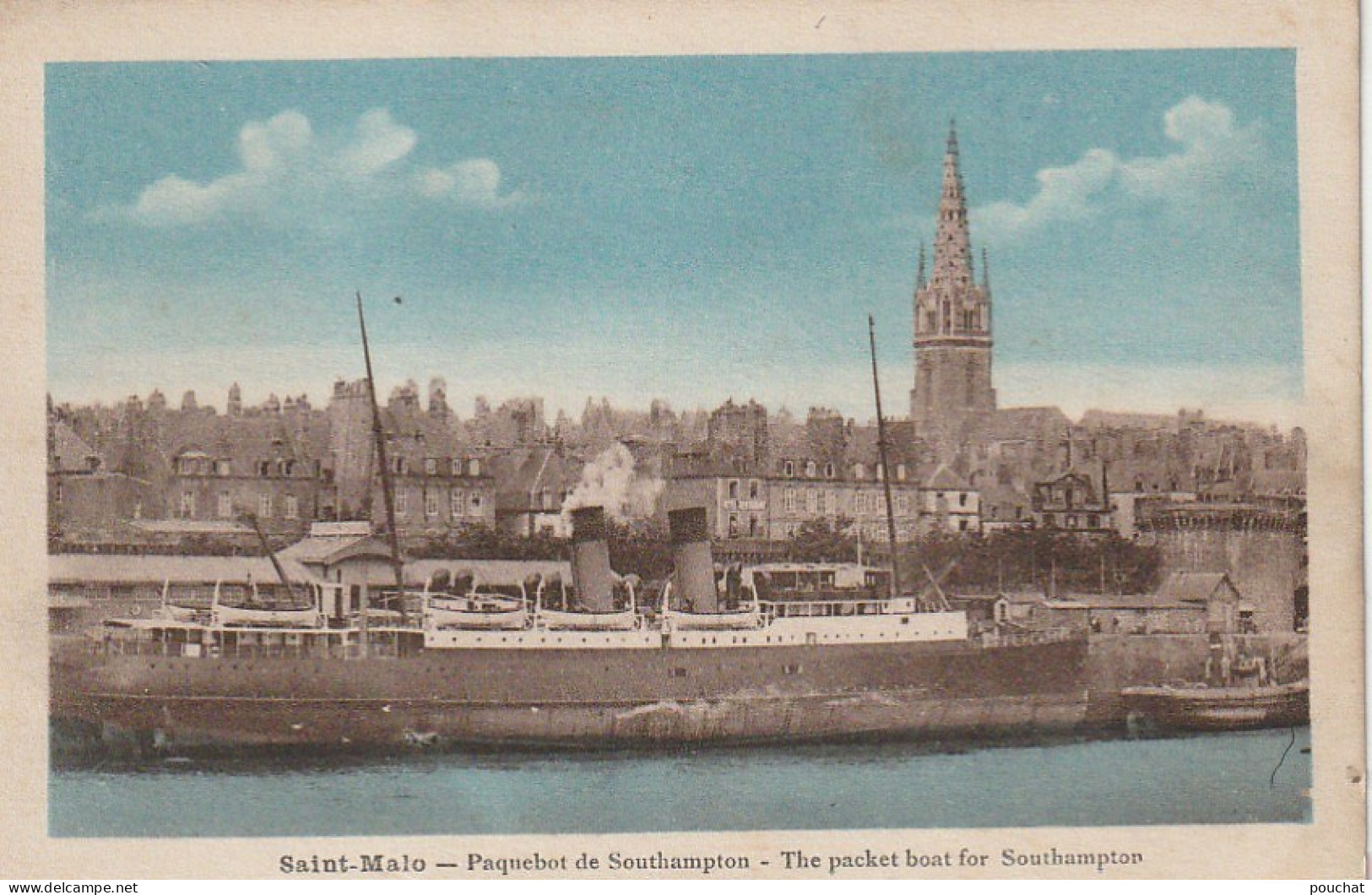 XXX -(35) SAINT MALO - PAQUEBOT DE SOUTHAMPTON - CARTE COLORISEE - 2 SCANS - Paquebots