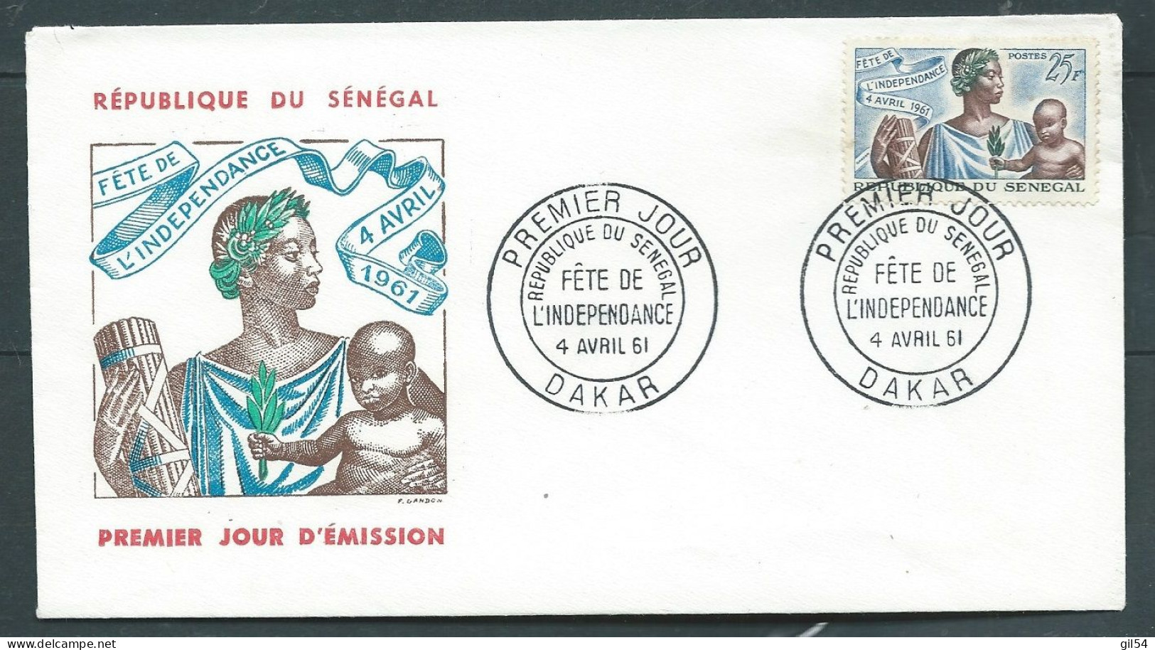 Premier Jour  Du Sénégal ,  F^et De L'indépendance 4/04/1961    LP 33014 - Senegal (1960-...)