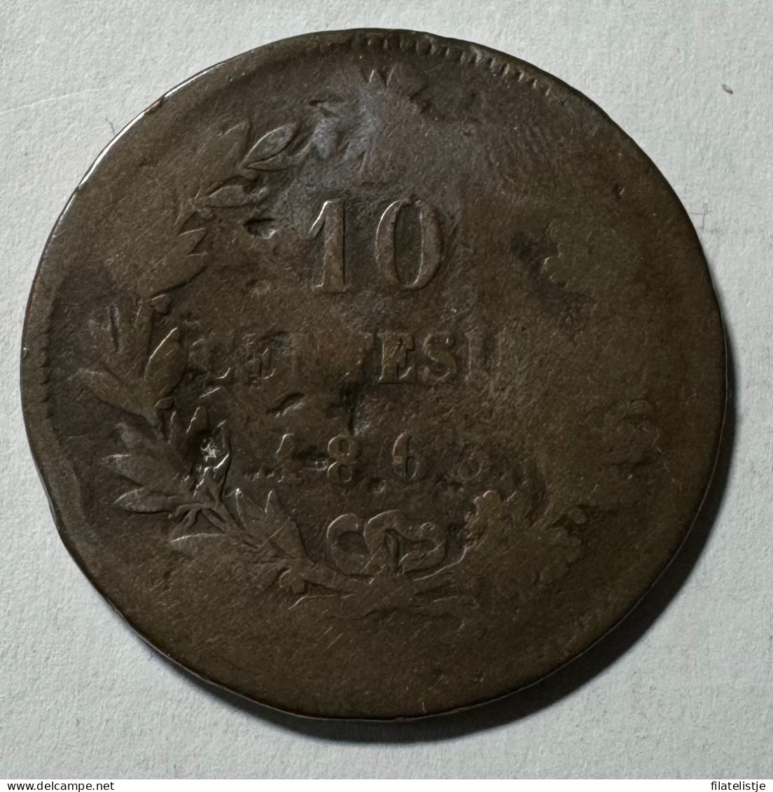 Italië 10 Centimos Uit1863 - 1861-1878 : Victor Emmanuel II.