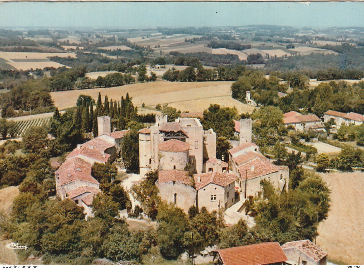 XXX -(32) LARRESSINGLE - VUE AERIENNE - CHATEAU ET VILLE FORTIFIEE - 2 SCANS - Autres & Non Classés