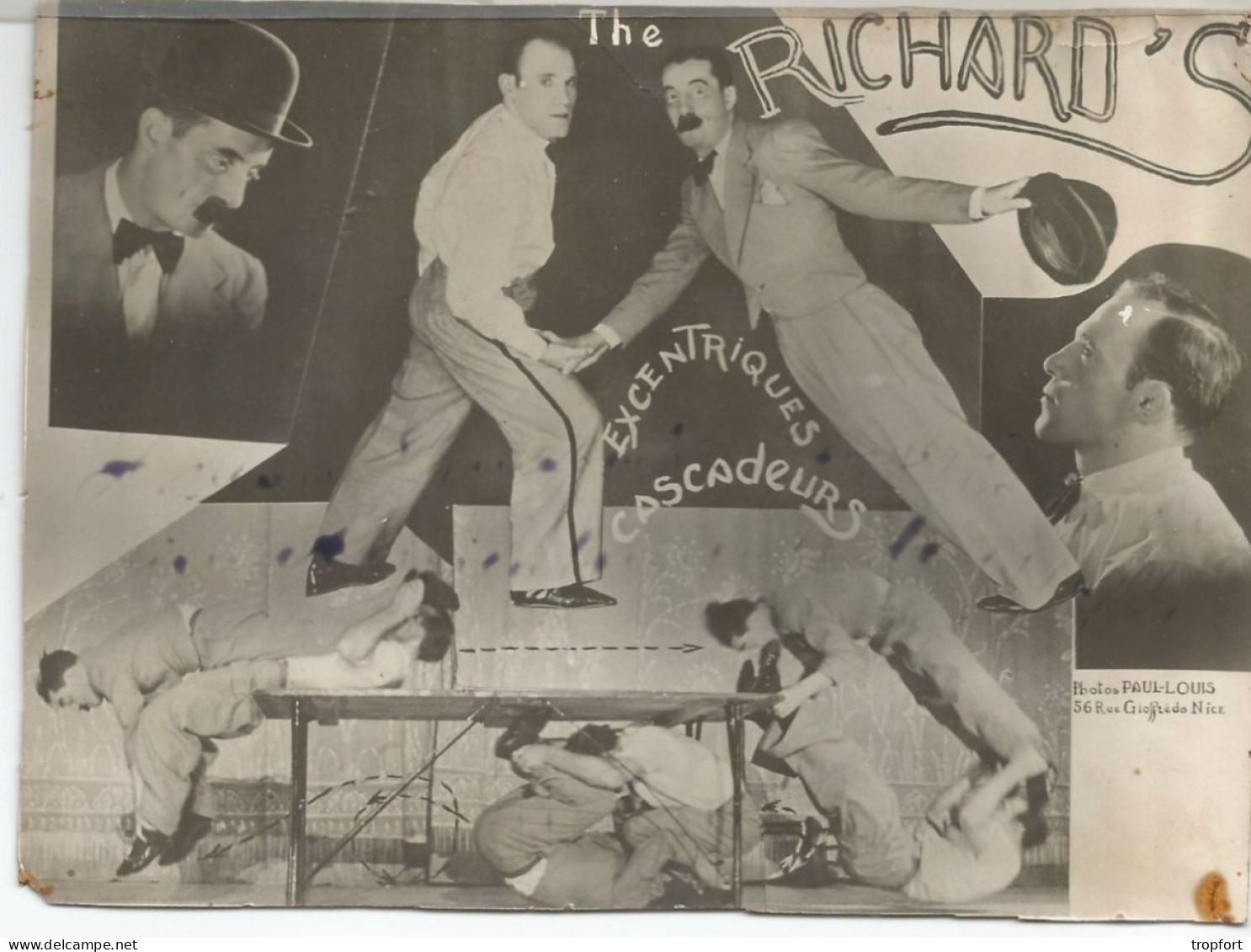 Bk / Vintage / Superbe PHOTO Publicitaire Ancienne CIRQUE Acrobate The Richard's Cascadeur Excentrique - Persons