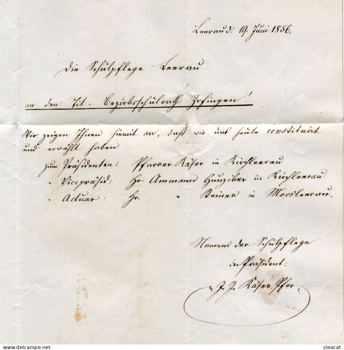 Faltbrief Von LEERAU Nach Zofingen 1856 - ...-1845 Préphilatélie