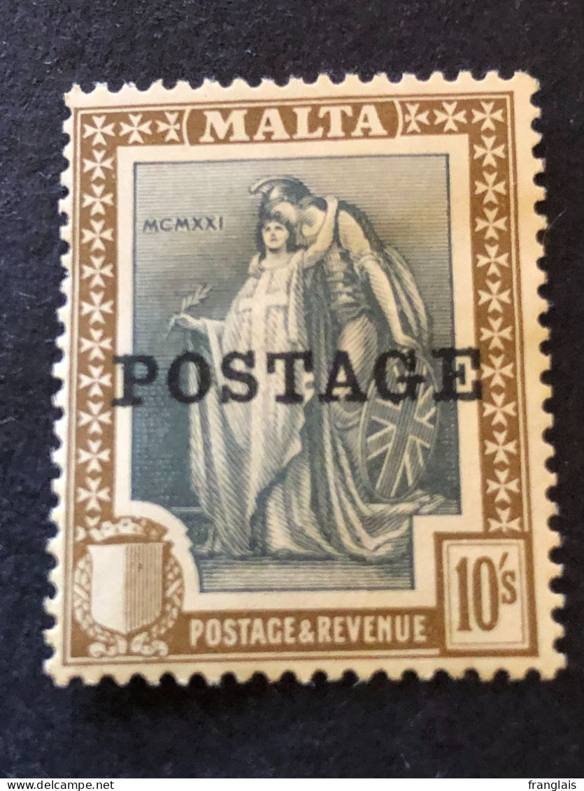 MALTA  SG 156  10s Grey And Brown MH* - Malta (...-1964)