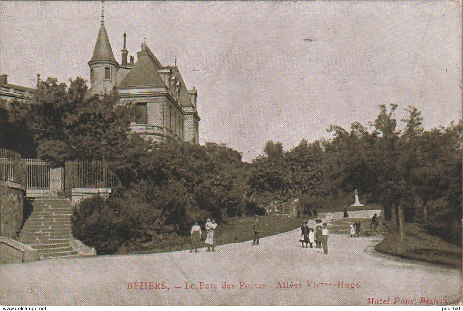 XXX -(34) BEZIERS - LE PARC DES POETES - ALLEES VICTOR HUGO - ANIMATION - TAMPON MILITAIRE- 2 SCANS - Beziers