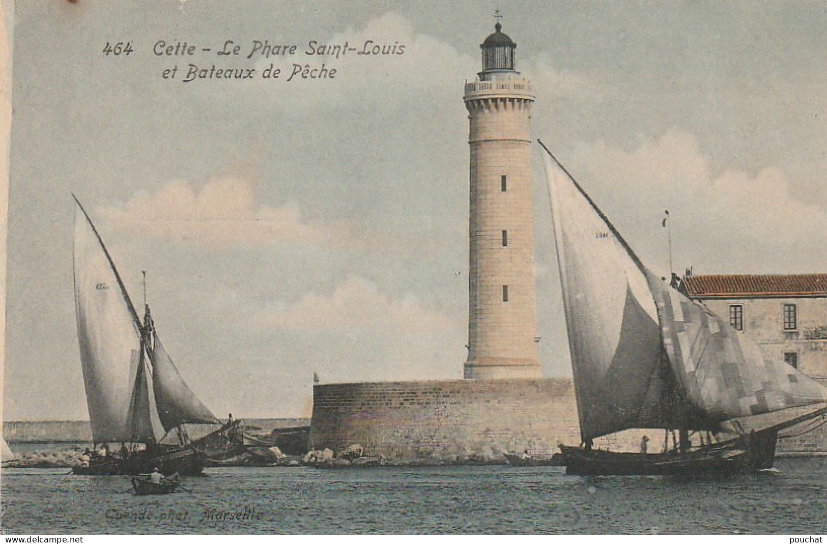 XXX -(34) CETTE ( SETE )- LE PHARE SAINT LOUIS ET BATEAUX DE PECHE - CARTE COLORISEE - 2 SCANS - Sete (Cette)