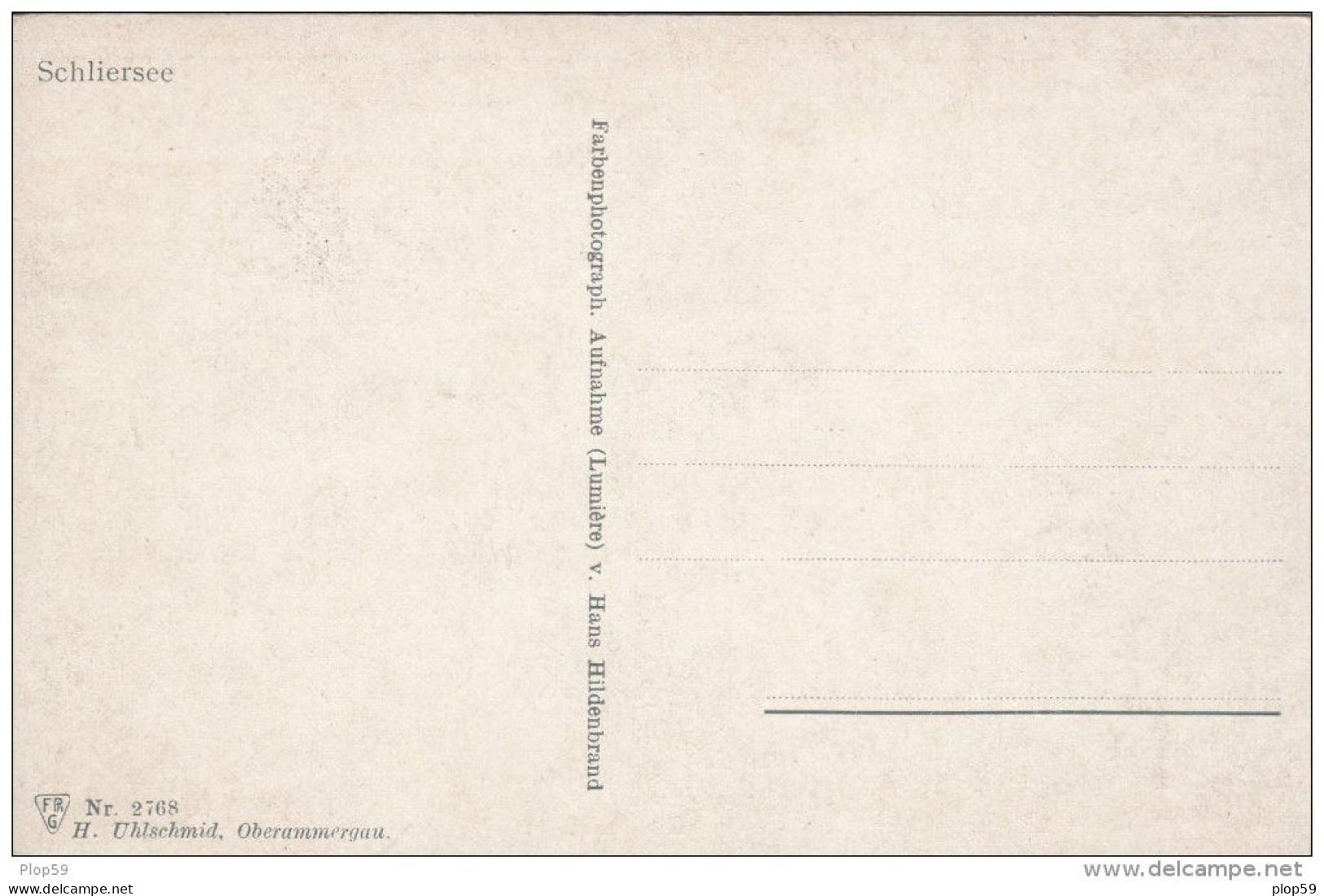 Cpa Ak Pk Schlierseenr 2768 H. Uhlschmid.oberammeergau Farbenphotograph Aufnahme Lumiere V. Hans Hidenbrand - Schliersee