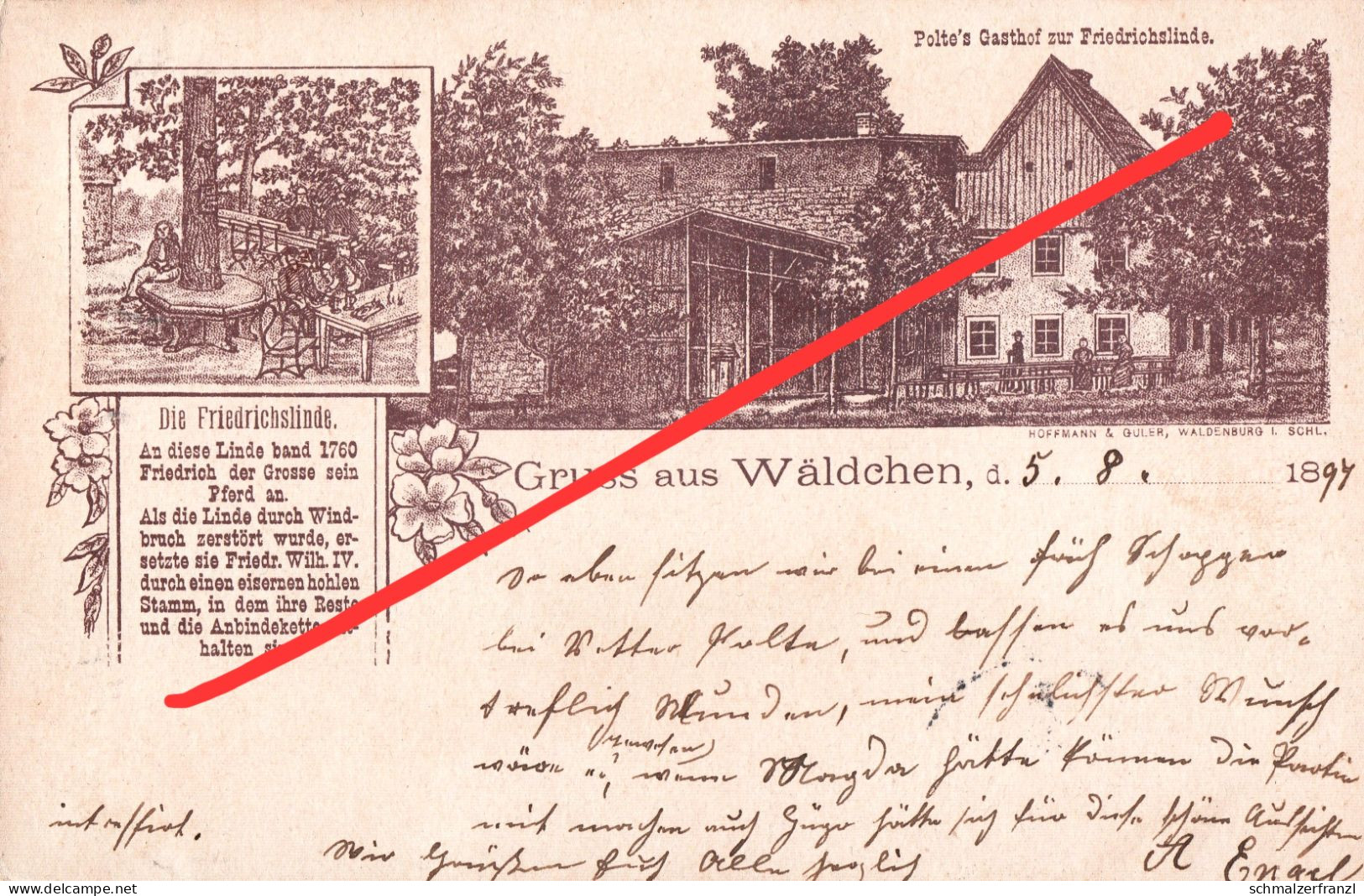 Vorläufer Litho AK Wäldchen Podlesie Gasthof Zur Friedrichslinde A Kohlhau Kynau Bärsdorf Hausdorf Waldenburg Walbrzych - Schlesien