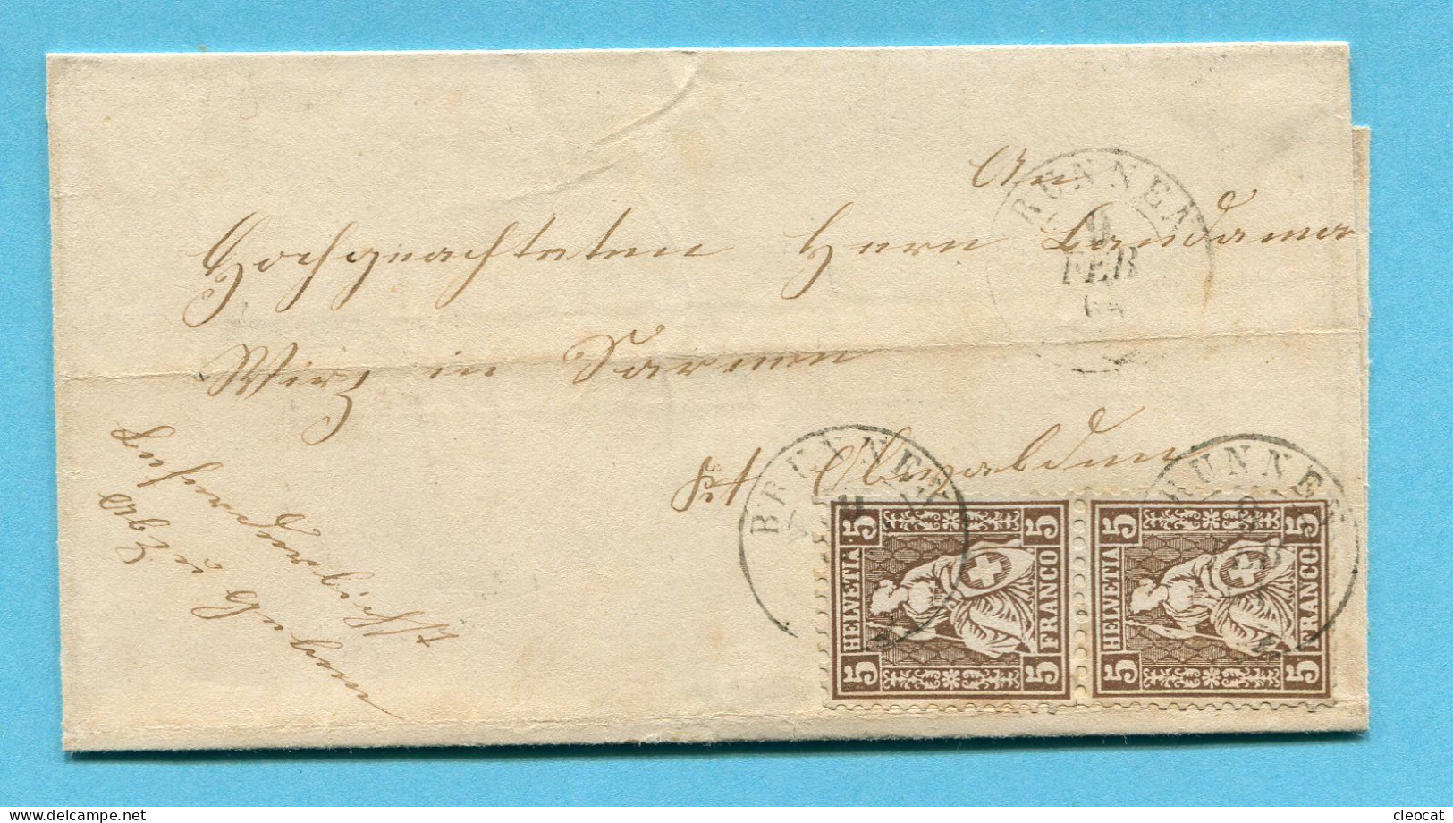 Umschlag Von Brunnen Nach Sarnen 1864 - Lettres & Documents