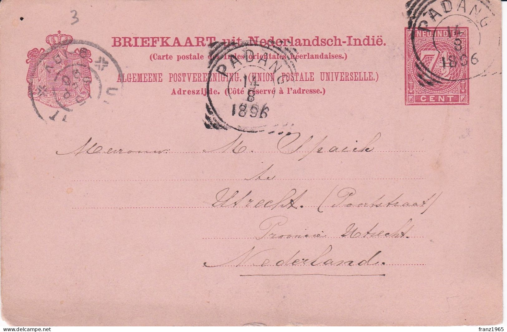 Briefkaart - Padang - 1896 - Niederländisch-Indien