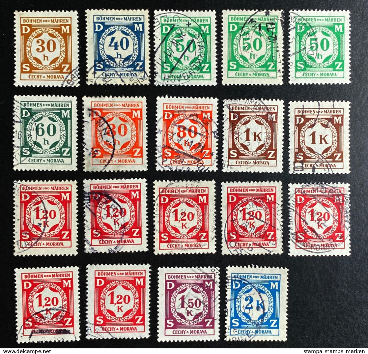Deutsches Reich Böhmen Und Mähren 1941 Dienstmarken 19 Werte Gestempelt/o - Used Stamps