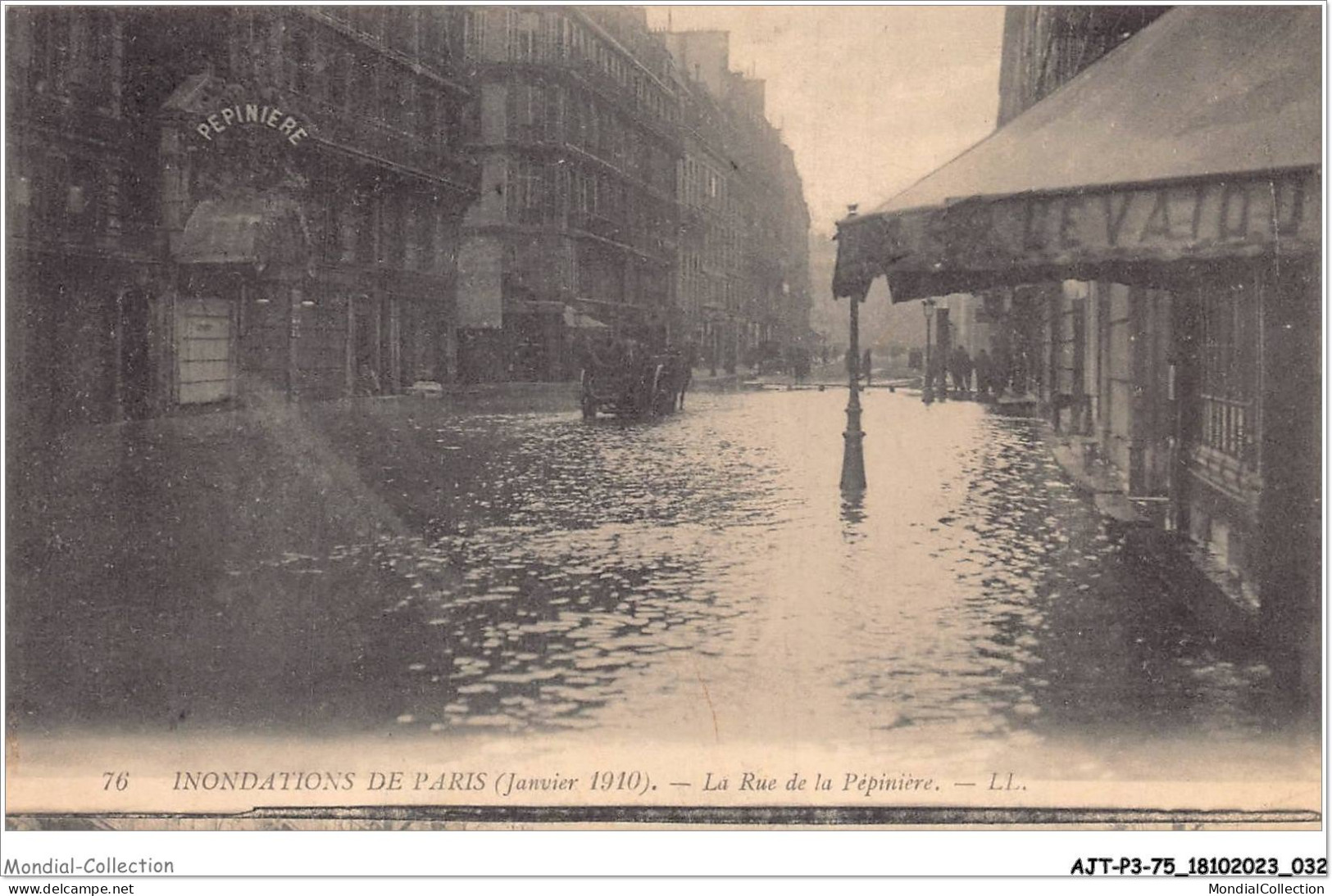 AJTP3-75-0309 - INNONDATION - La Rue De La Pépinière  - Paris Flood, 1910