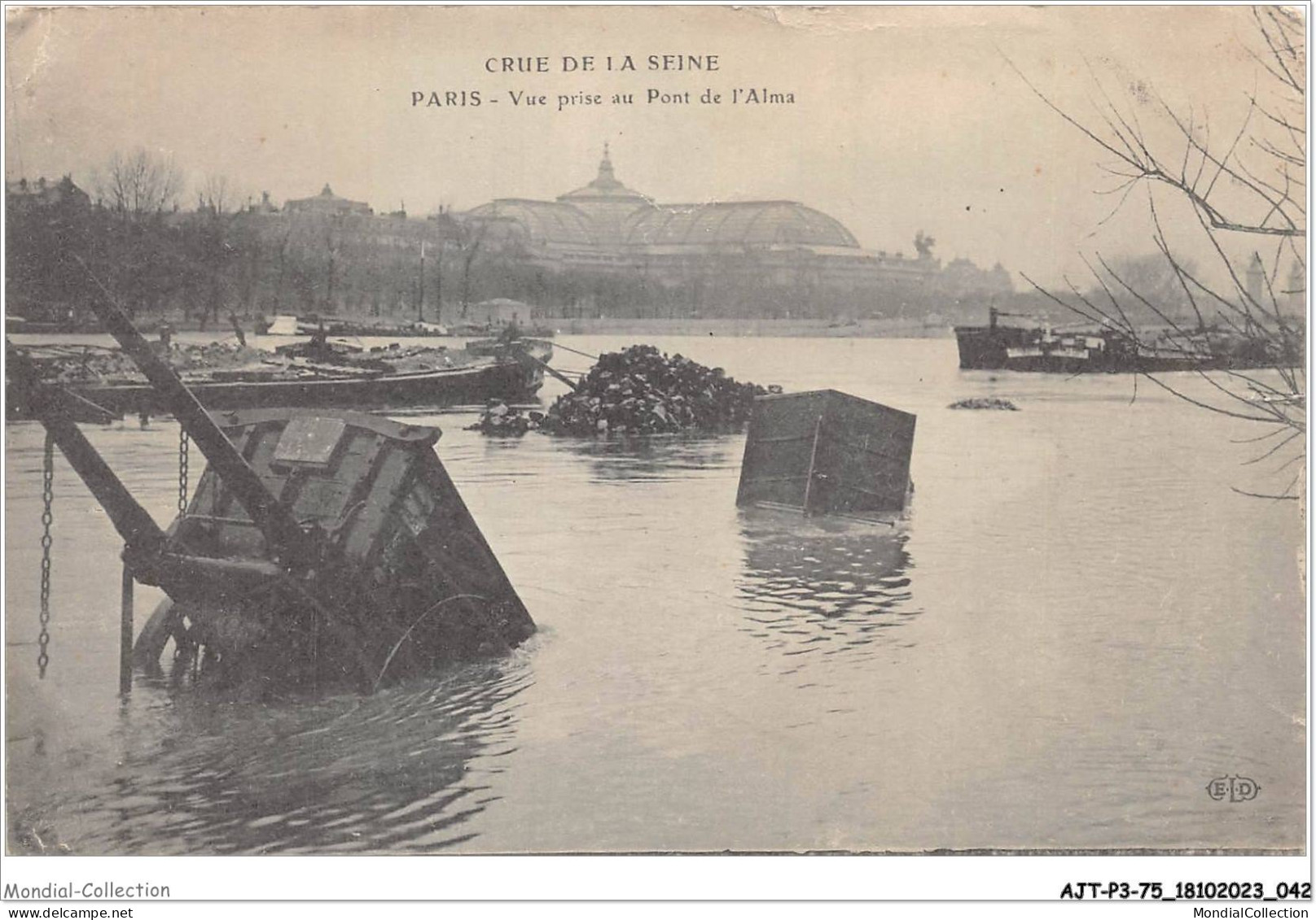 AJTP3-75-0314 - INNONDATION - Pont De L'Alma  - Paris Flood, 1910